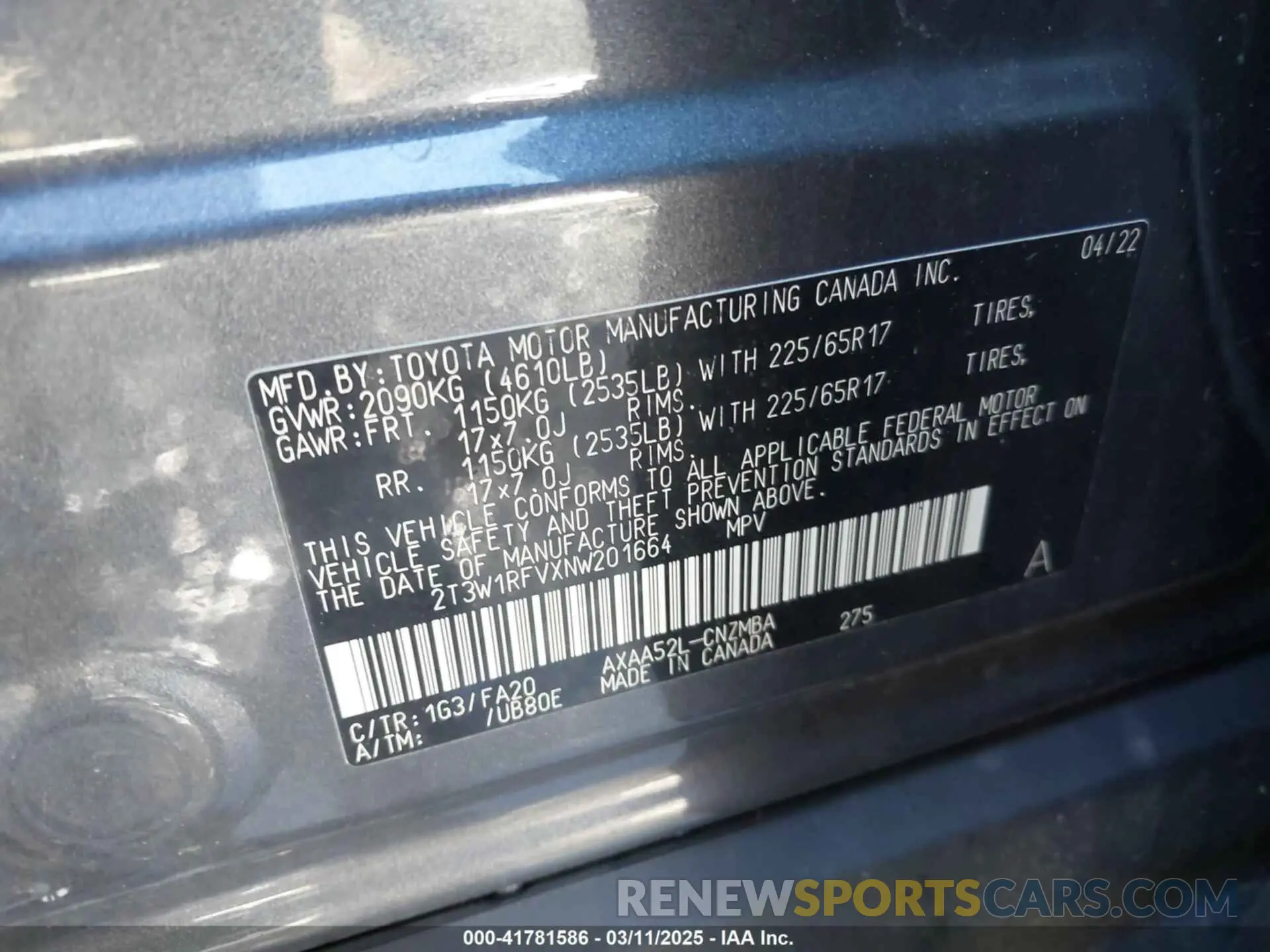 9 Photograph of a damaged car 2T3W1RFVXNW201664 TOYOTA RAV4 2022