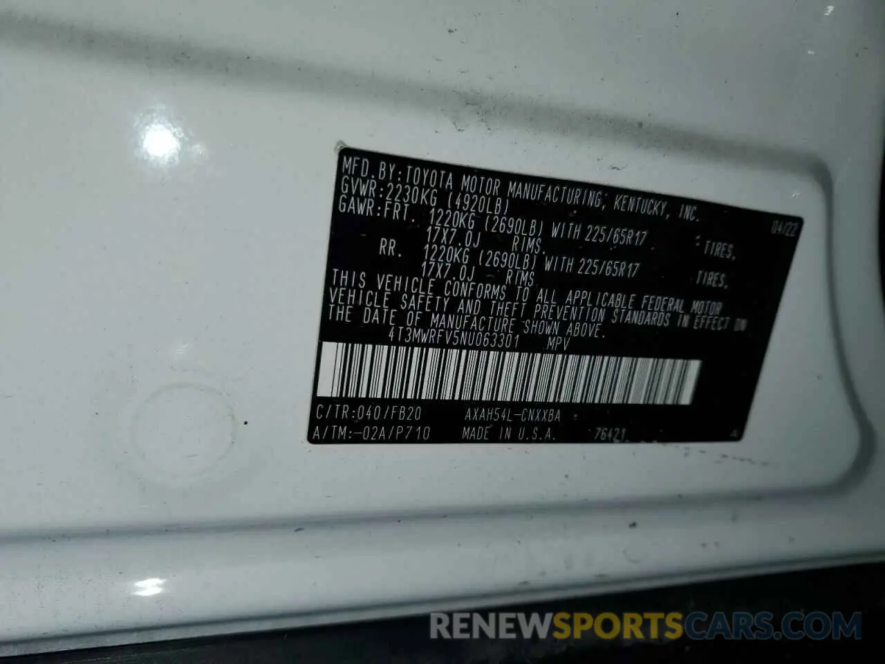 14 Photograph of a damaged car 4T3MWRFV5NU063301 TOYOTA RAV4 2022