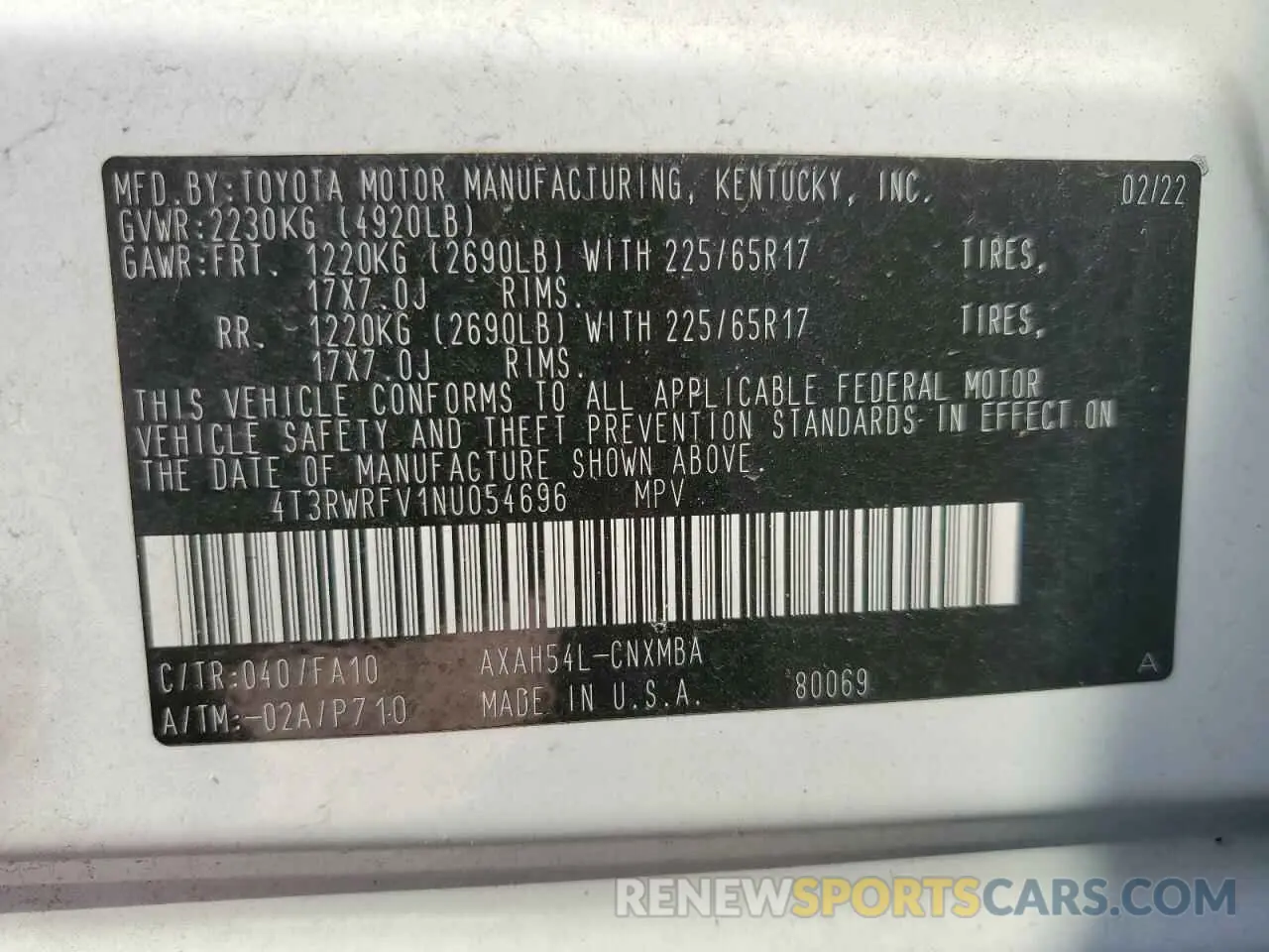 12 Photograph of a damaged car 4T3RWRFV1NU054696 TOYOTA RAV4 2022