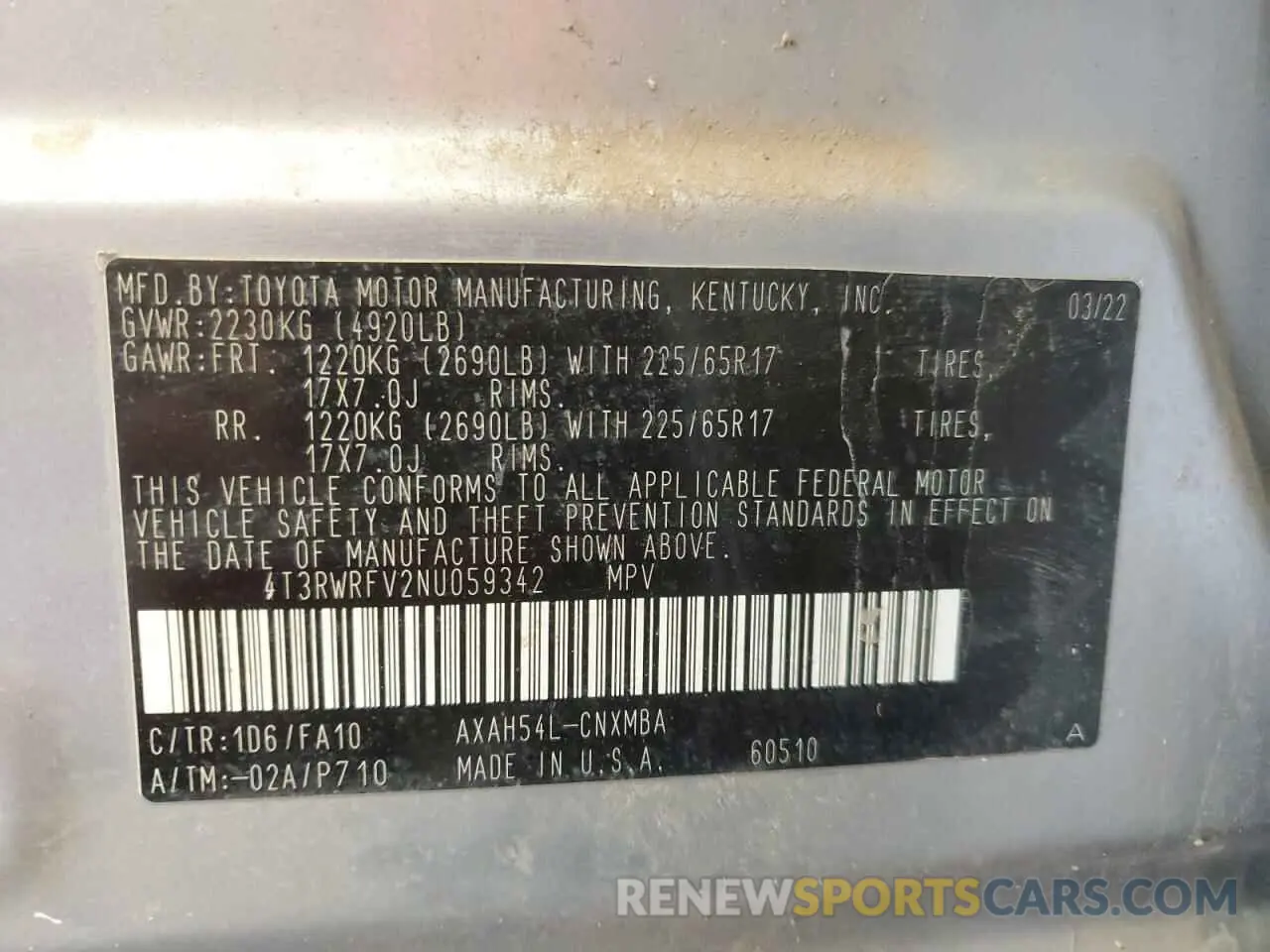 14 Photograph of a damaged car 4T3RWRFV2NU059342 TOYOTA RAV4 2022
