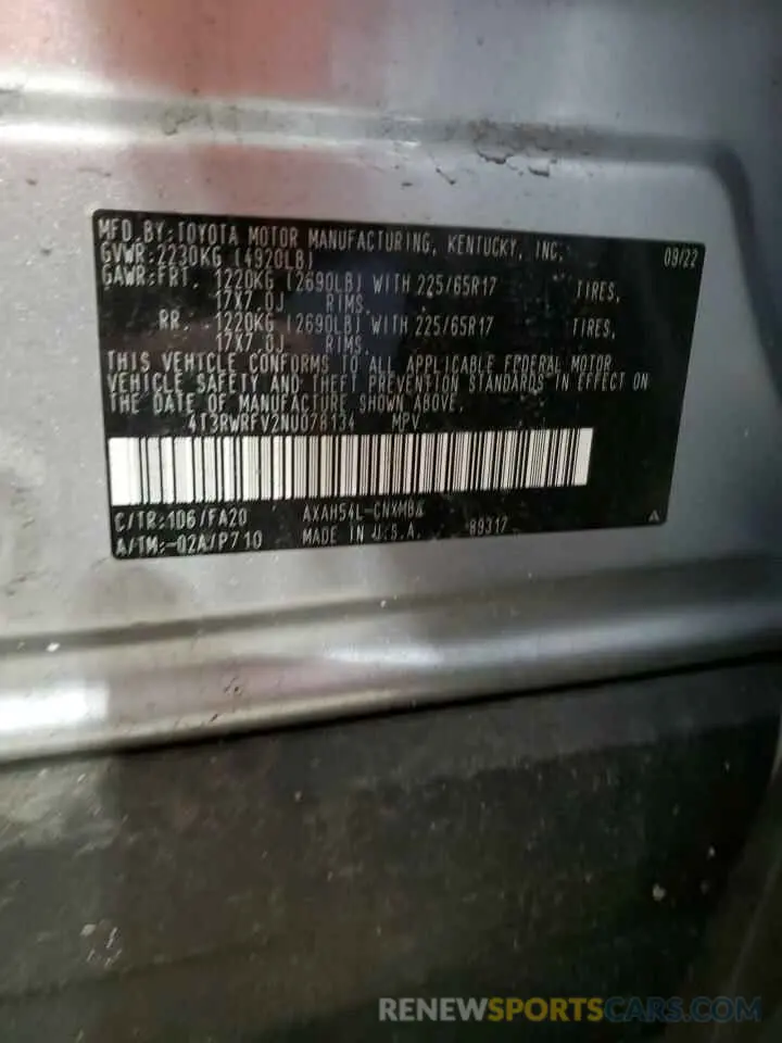 14 Photograph of a damaged car 4T3RWRFV2NU078134 TOYOTA RAV4 2022