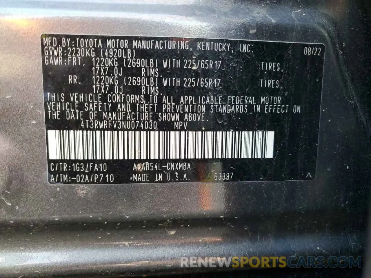 16 Photograph of a damaged car 4T3RWRFV3NU074030 TOYOTA RAV4 2022