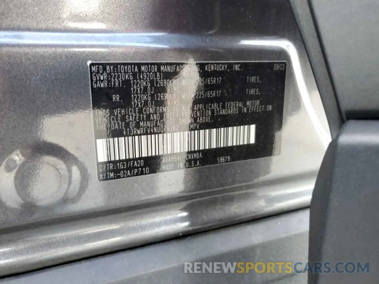 14 Photograph of a damaged car 4T3RWRFV4NU079382 TOYOTA RAV4 2022