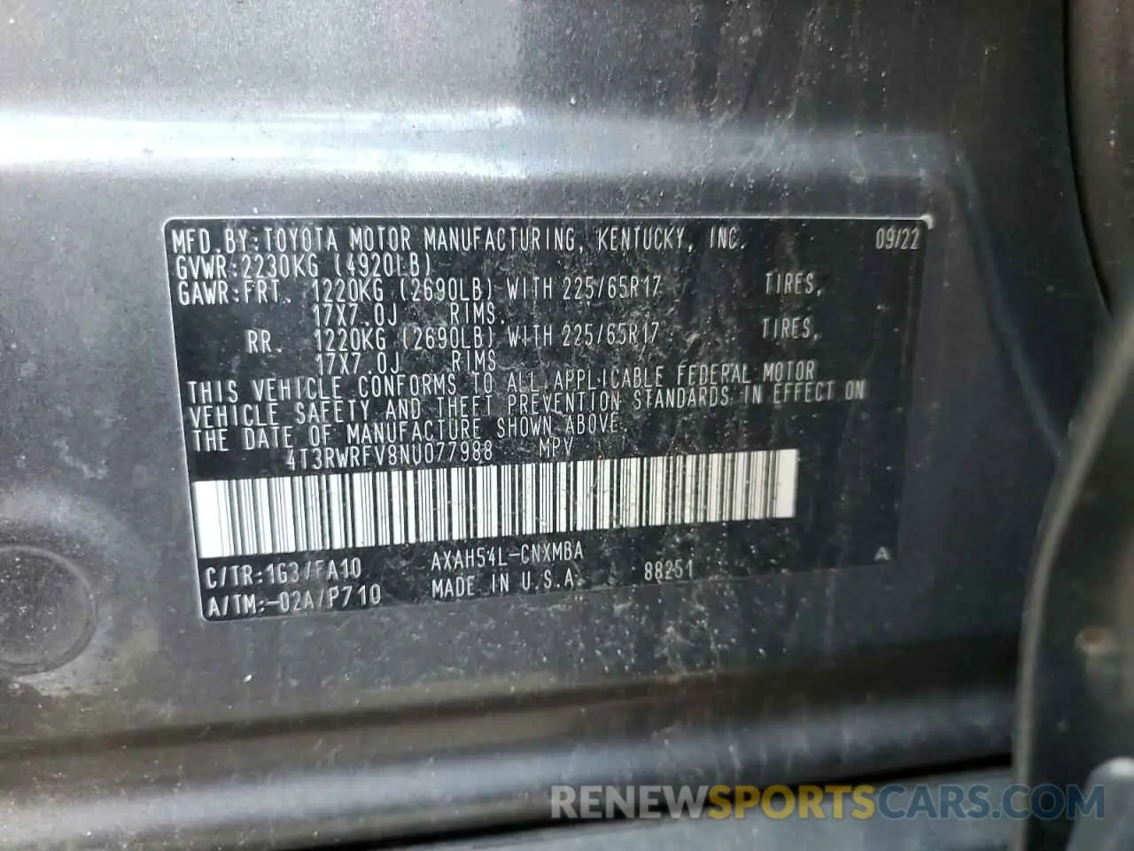 15 Photograph of a damaged car 4T3RWRFV8NU077988 TOYOTA RAV4 2022