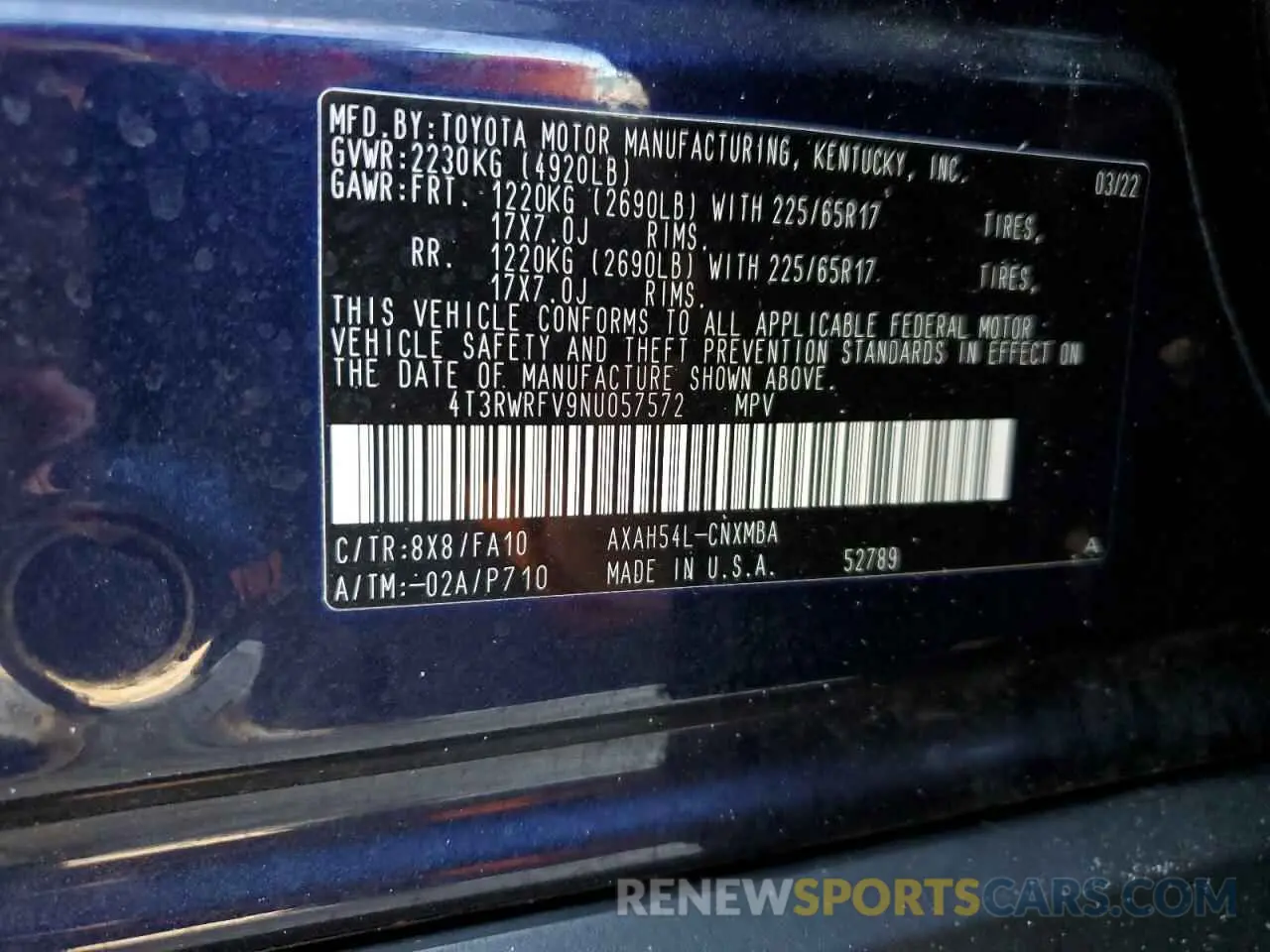 13 Photograph of a damaged car 4T3RWRFV9NU057572 TOYOTA RAV4 2022