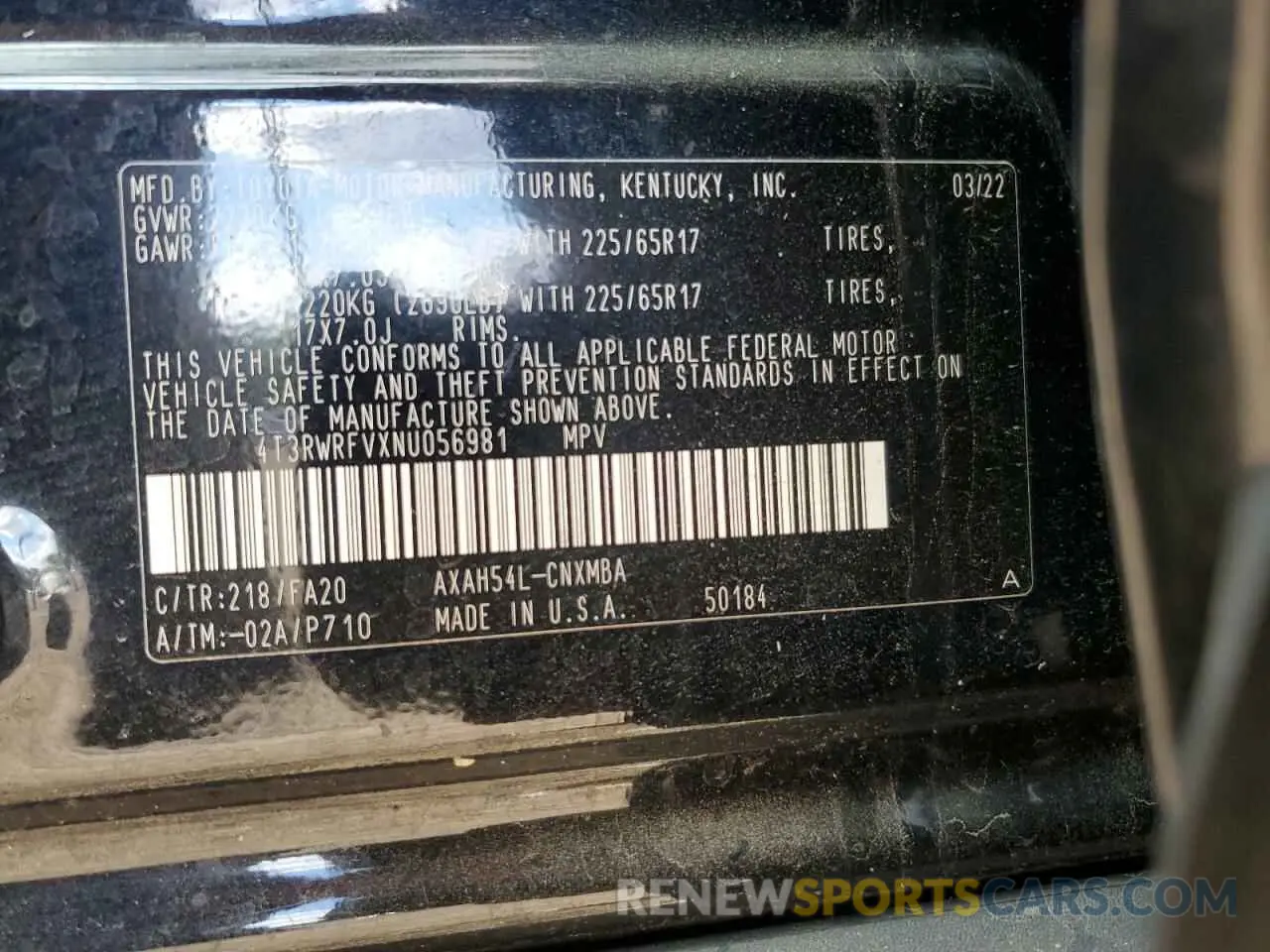 12 Photograph of a damaged car 4T3RWRFVXNU056981 TOYOTA RAV4 2022