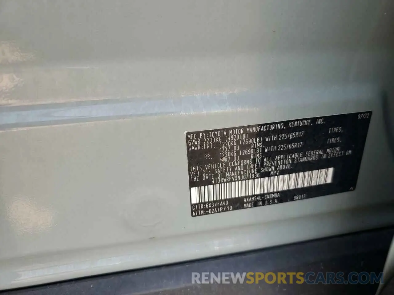 13 Photograph of a damaged car 4T3RWRFVXNU071836 TOYOTA RAV4 2022