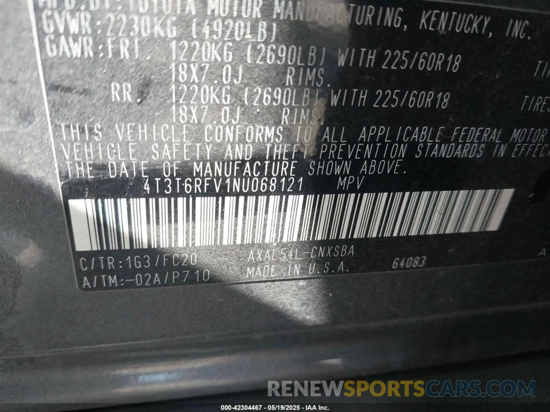 9 Photograph of a damaged car 4T3T6RFV1NU068121 TOYOTA RAV4 2022