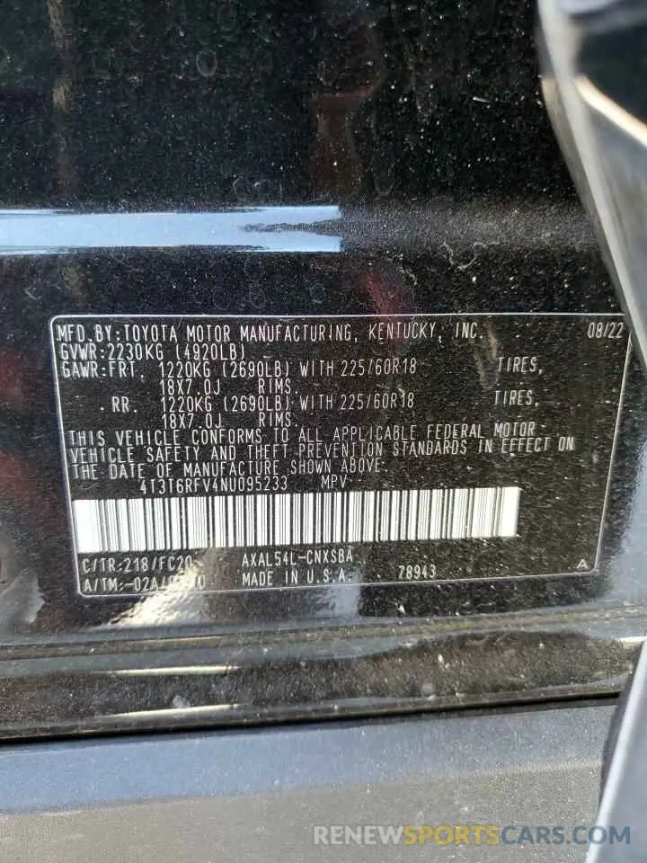 13 Photograph of a damaged car 4T3T6RFV4NU095233 TOYOTA RAV4 2022