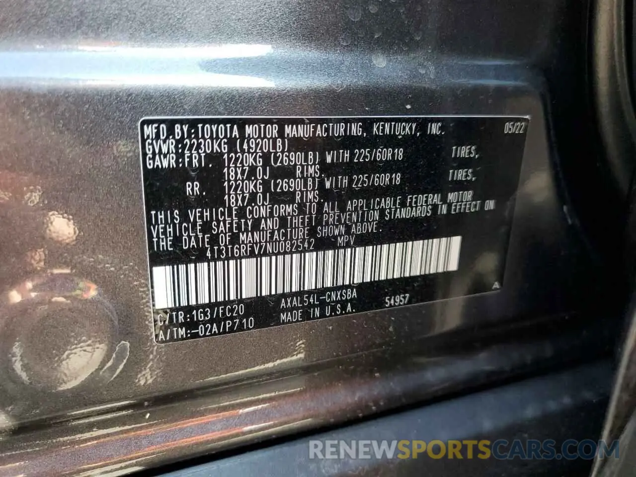 10 Photograph of a damaged car 4T3T6RFV7NU082542 TOYOTA RAV4 2022