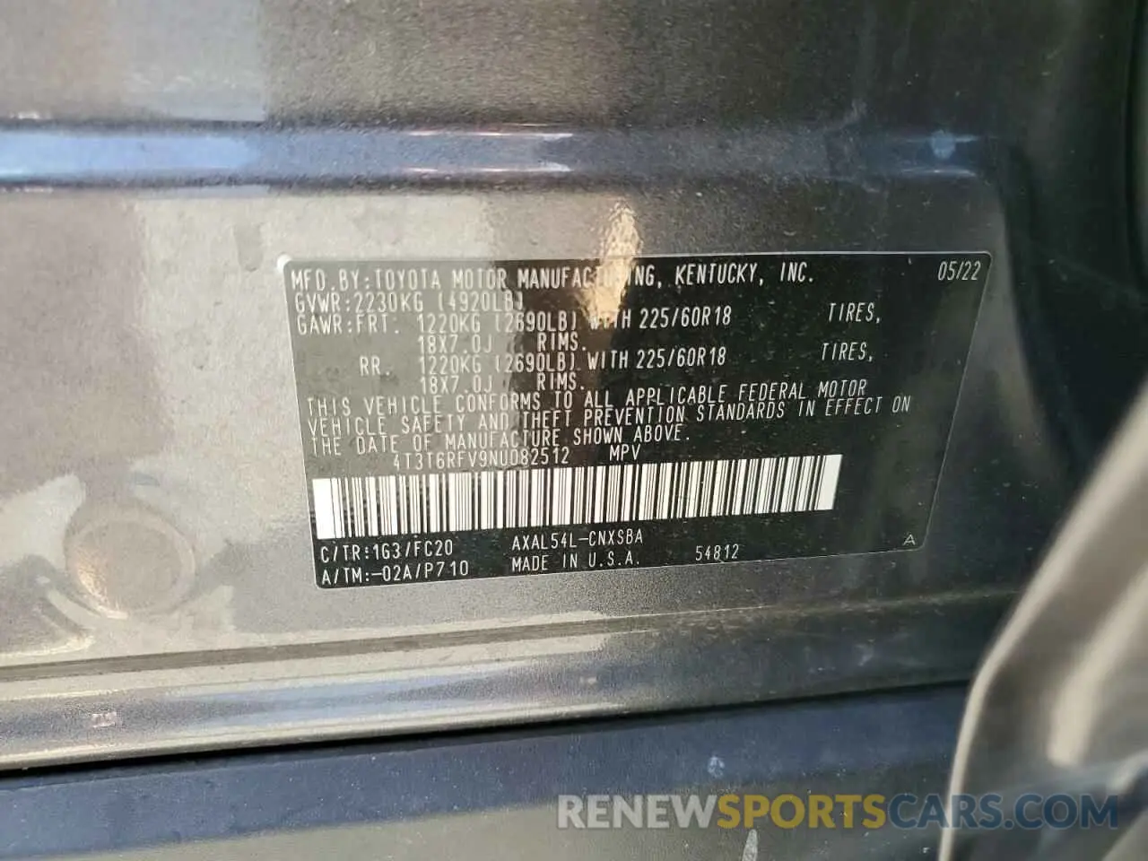 13 Photograph of a damaged car 4T3T6RFV9NU082512 TOYOTA RAV4 2022