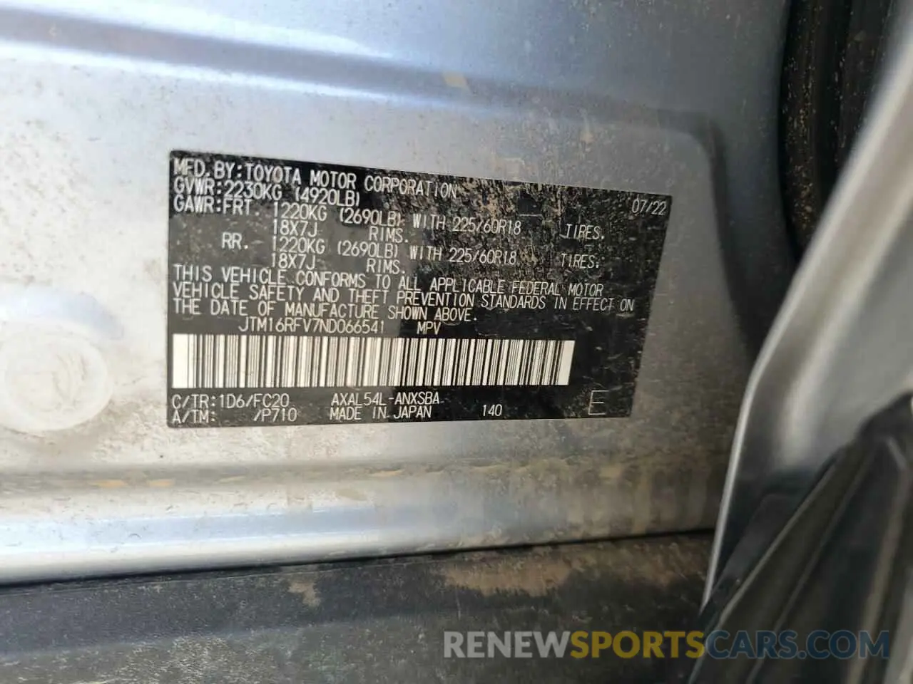 13 Photograph of a damaged car JTM16RFV7ND066541 TOYOTA RAV4 2022