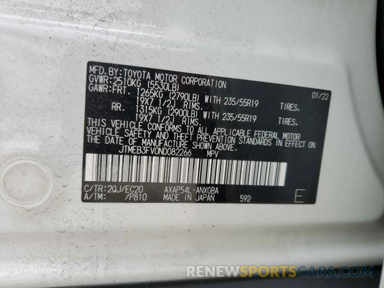 14 Photograph of a damaged car JTMEB3FV0ND082266 TOYOTA RAV4 2022