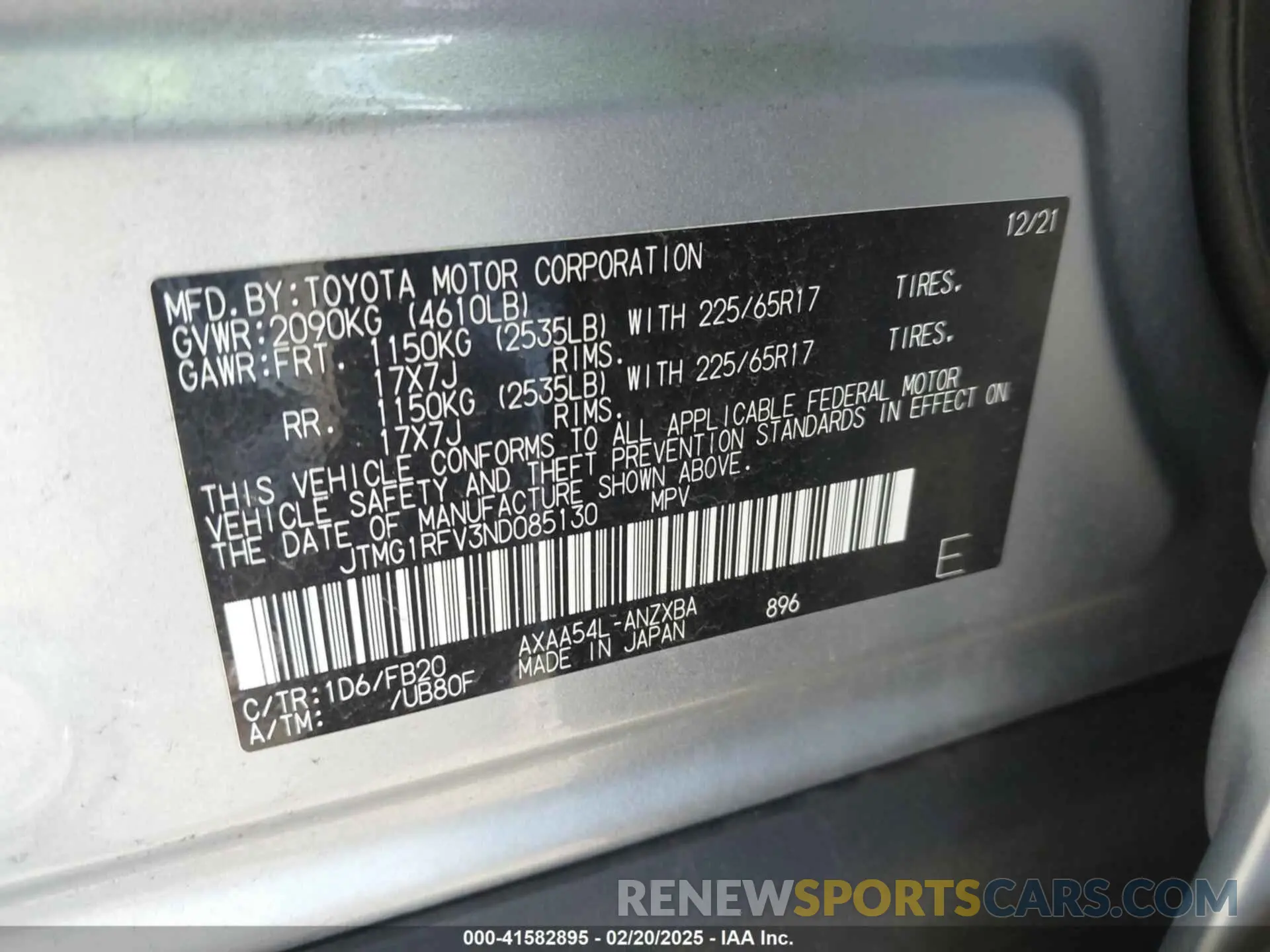 9 Photograph of a damaged car JTMG1RFV3ND085130 TOYOTA RAV4 2022