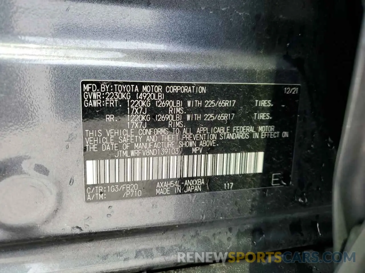 14 Photograph of a damaged car JTMLWRFV8ND139103 TOYOTA RAV4 2022