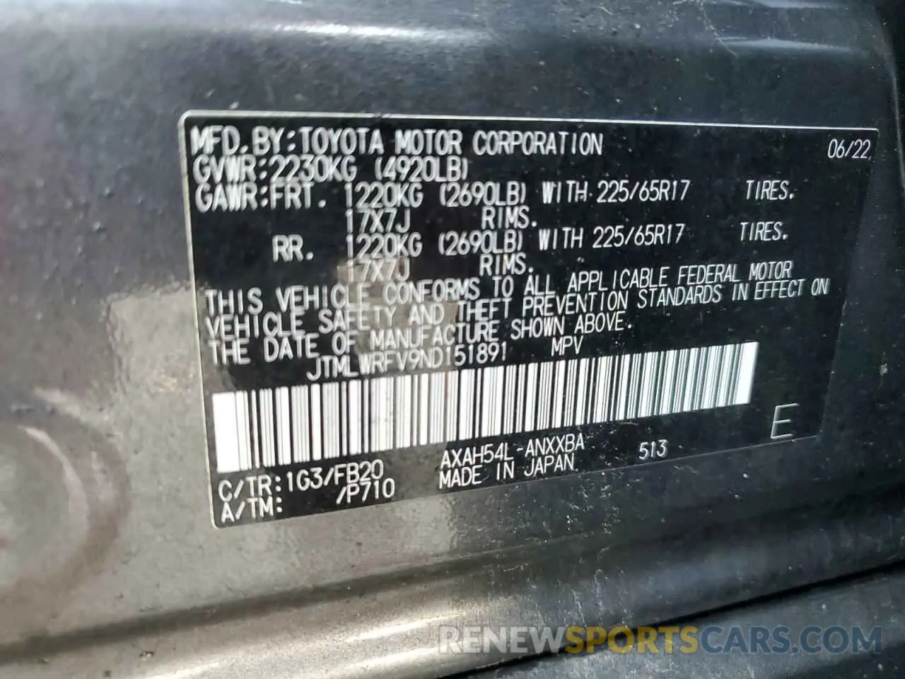 14 Photograph of a damaged car JTMLWRFV9ND151891 TOYOTA RAV4 2022
