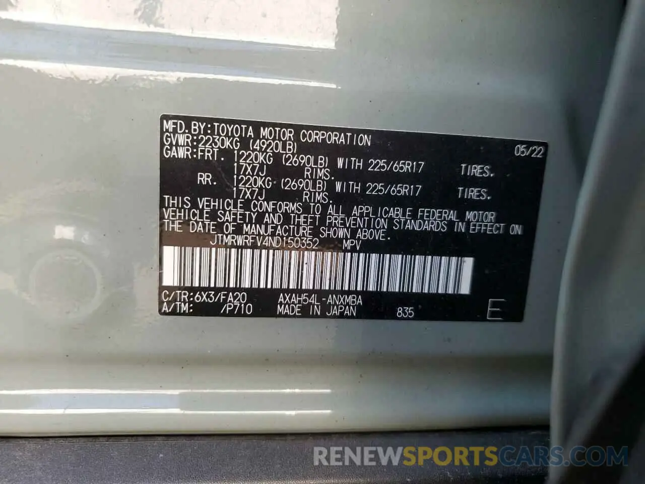 12 Photograph of a damaged car JTMRWRFV4ND150352 TOYOTA RAV4 2022
