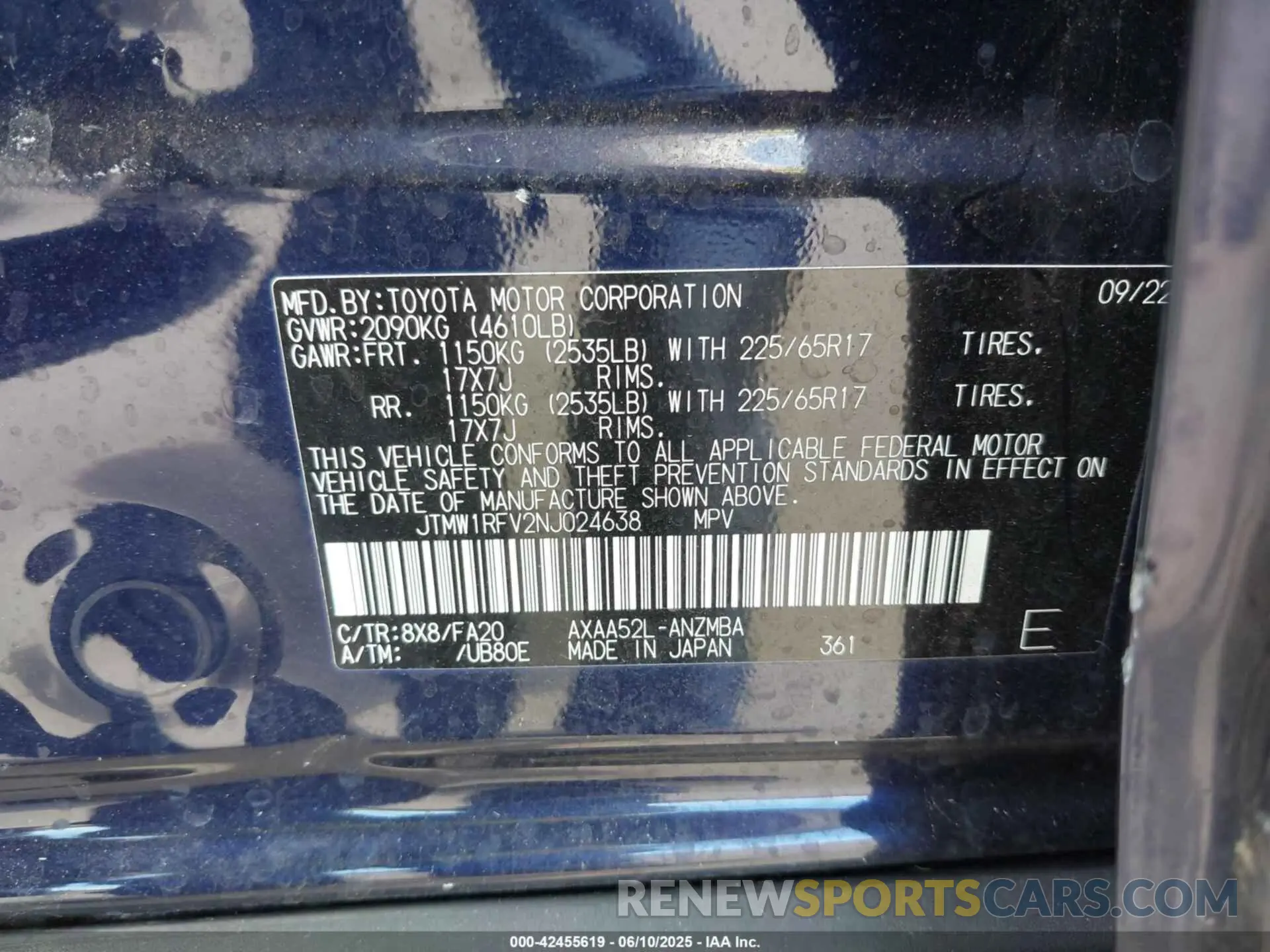 9 Photograph of a damaged car JTMW1RFV2NJ024638 TOYOTA RAV4 2022
