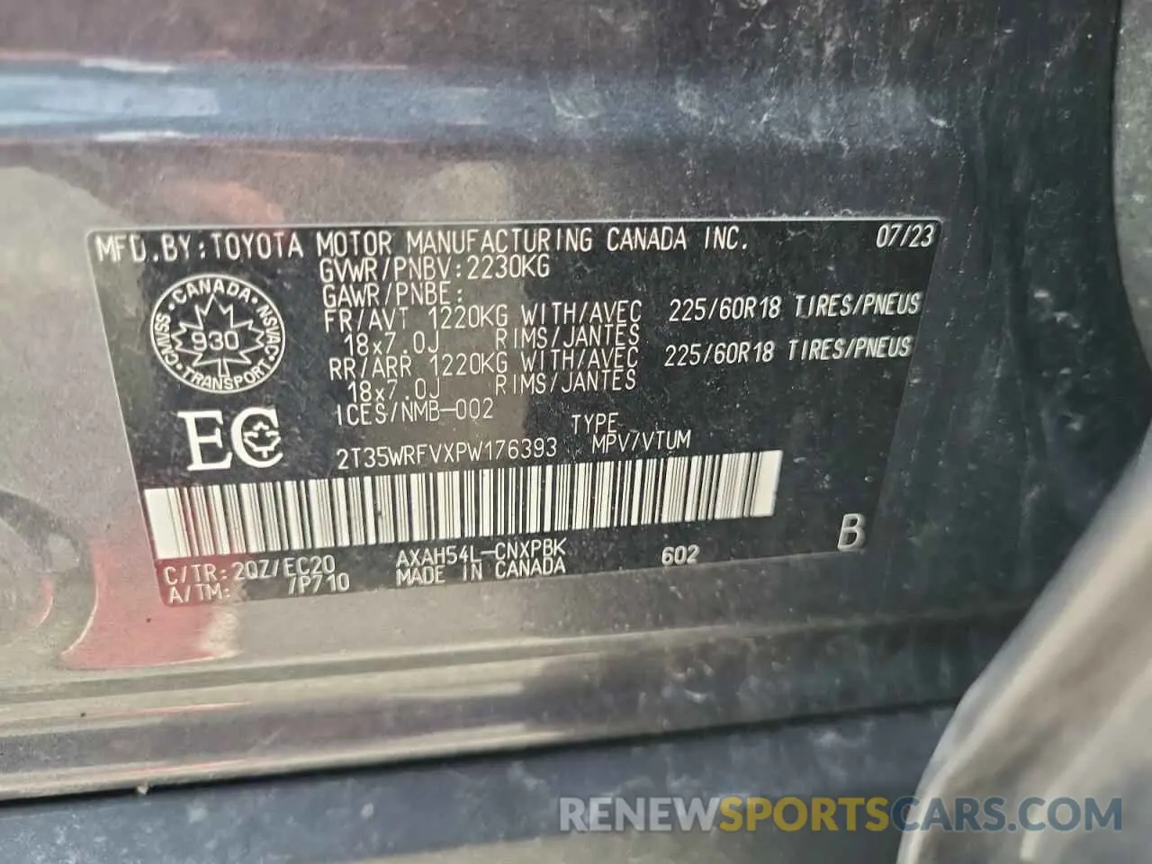 13 Photograph of a damaged car 2T35WRFVXPW176393 TOYOTA RAV4 2023