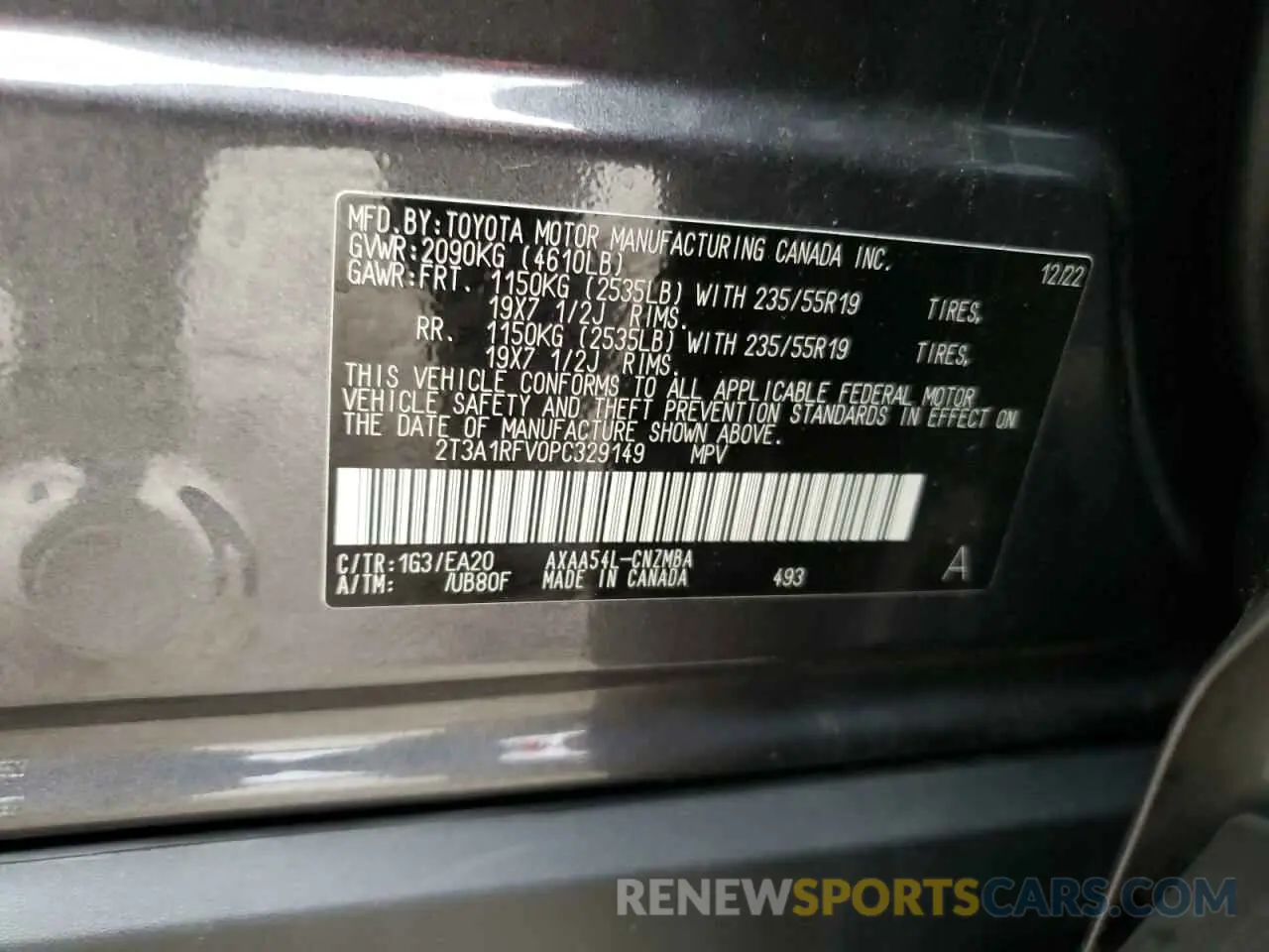 13 Photograph of a damaged car 2T3A1RFV0PC329149 TOYOTA RAV4 2023