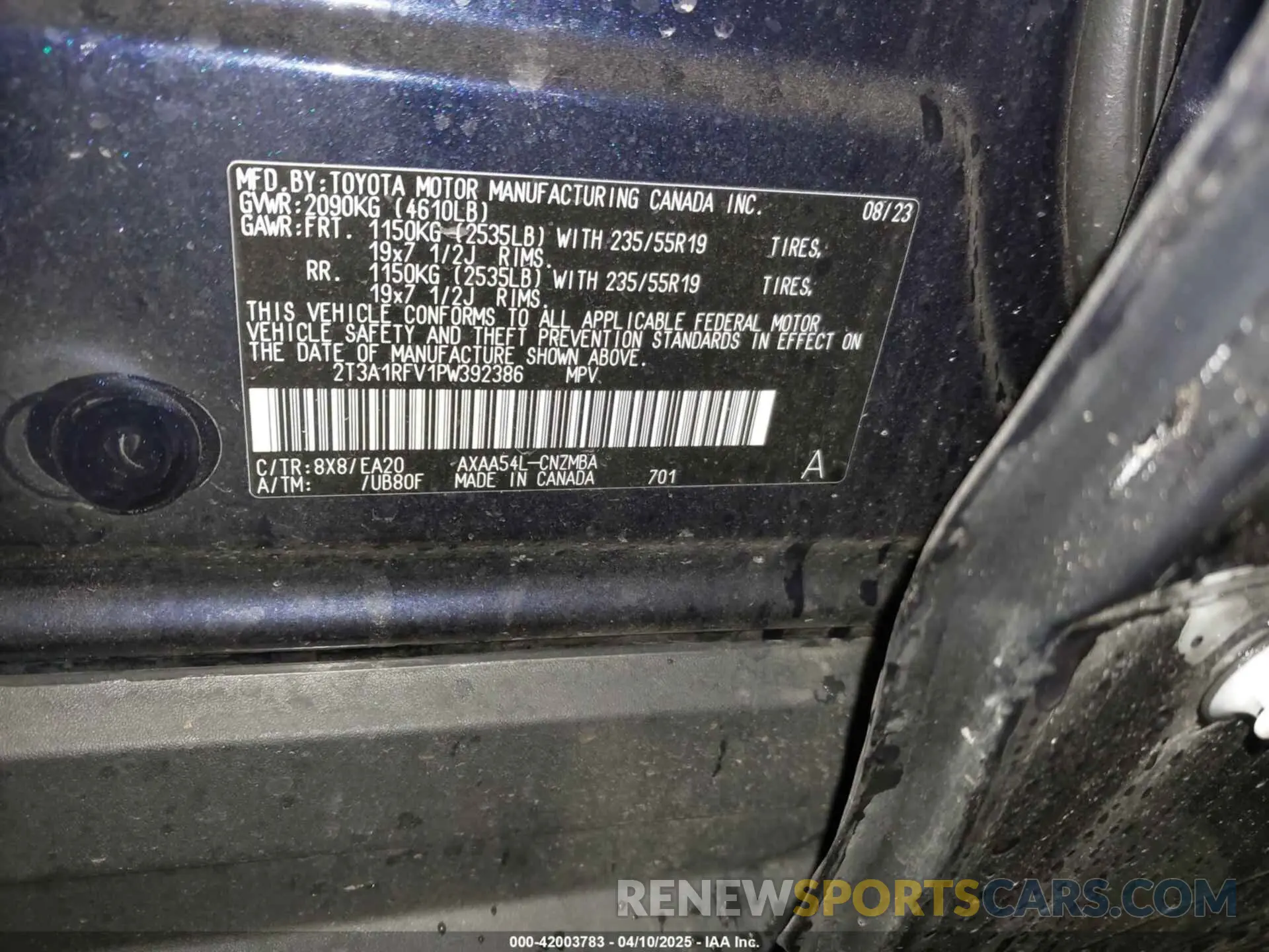 9 Photograph of a damaged car 2T3A1RFV1PW392386 TOYOTA RAV4 2023