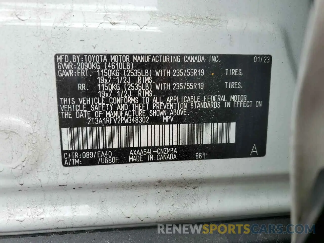 13 Photograph of a damaged car 2T3A1RFV2PW348302 TOYOTA RAV4 2023