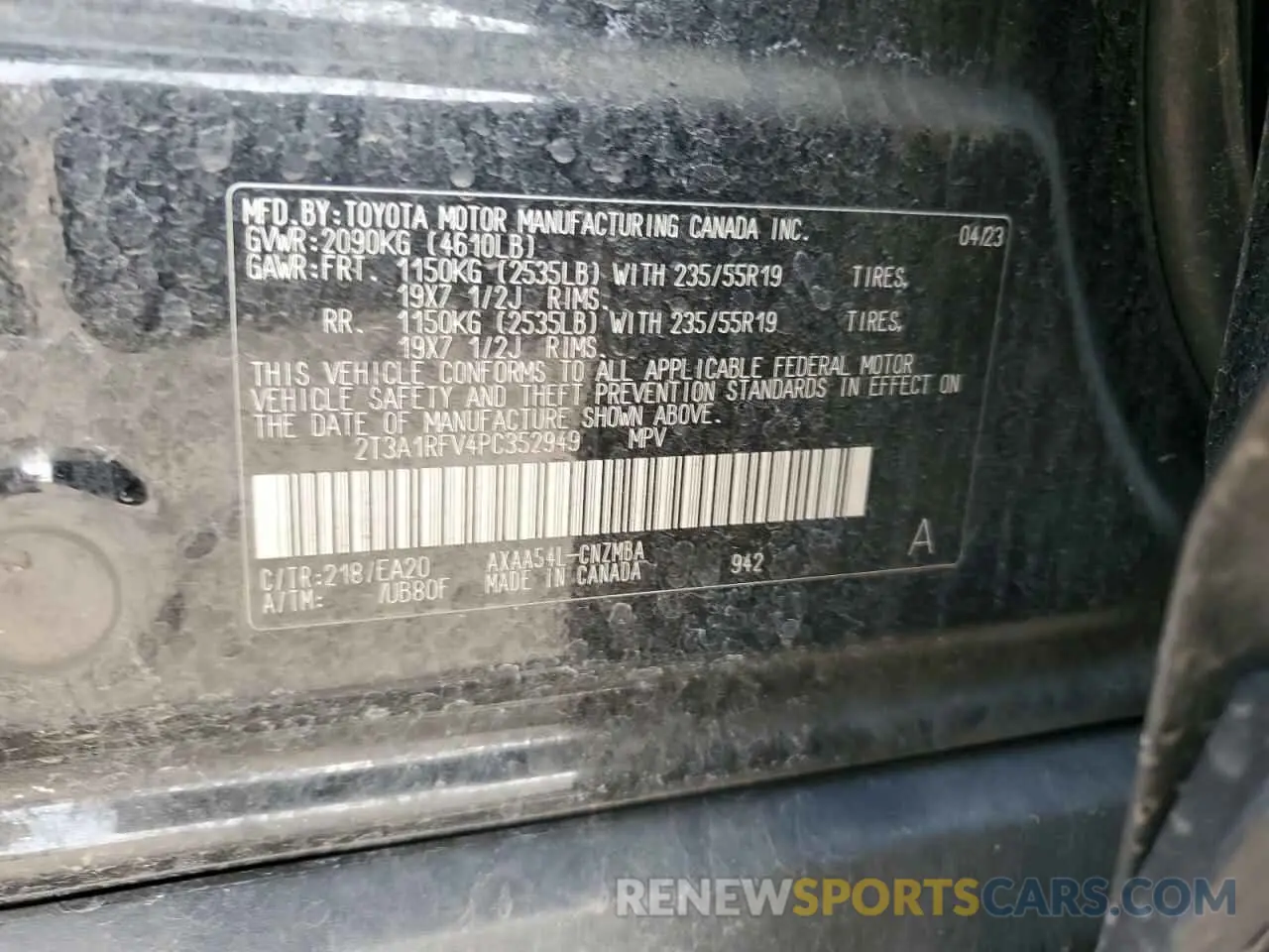 13 Photograph of a damaged car 2T3A1RFV4PC352949 TOYOTA RAV4 2023