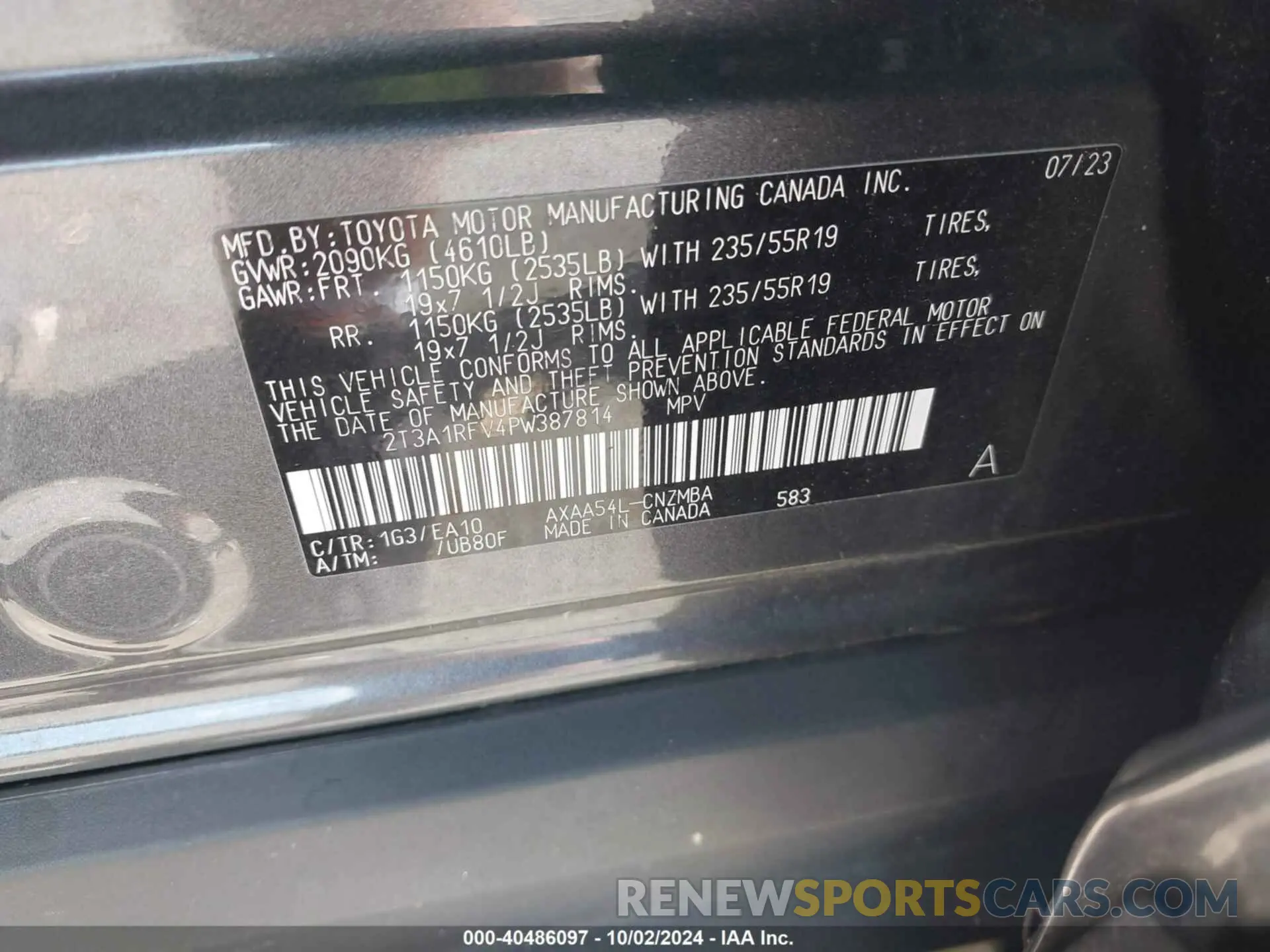 9 Photograph of a damaged car 2T3A1RFV4PW387814 TOYOTA RAV4 2023