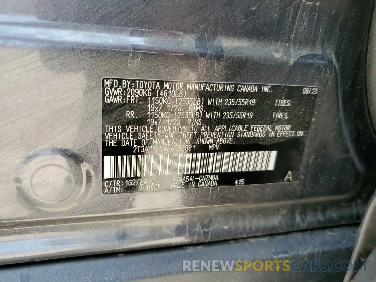 13 Photograph of a damaged car 2T3A1RFV4PW395881 TOYOTA RAV4 2023