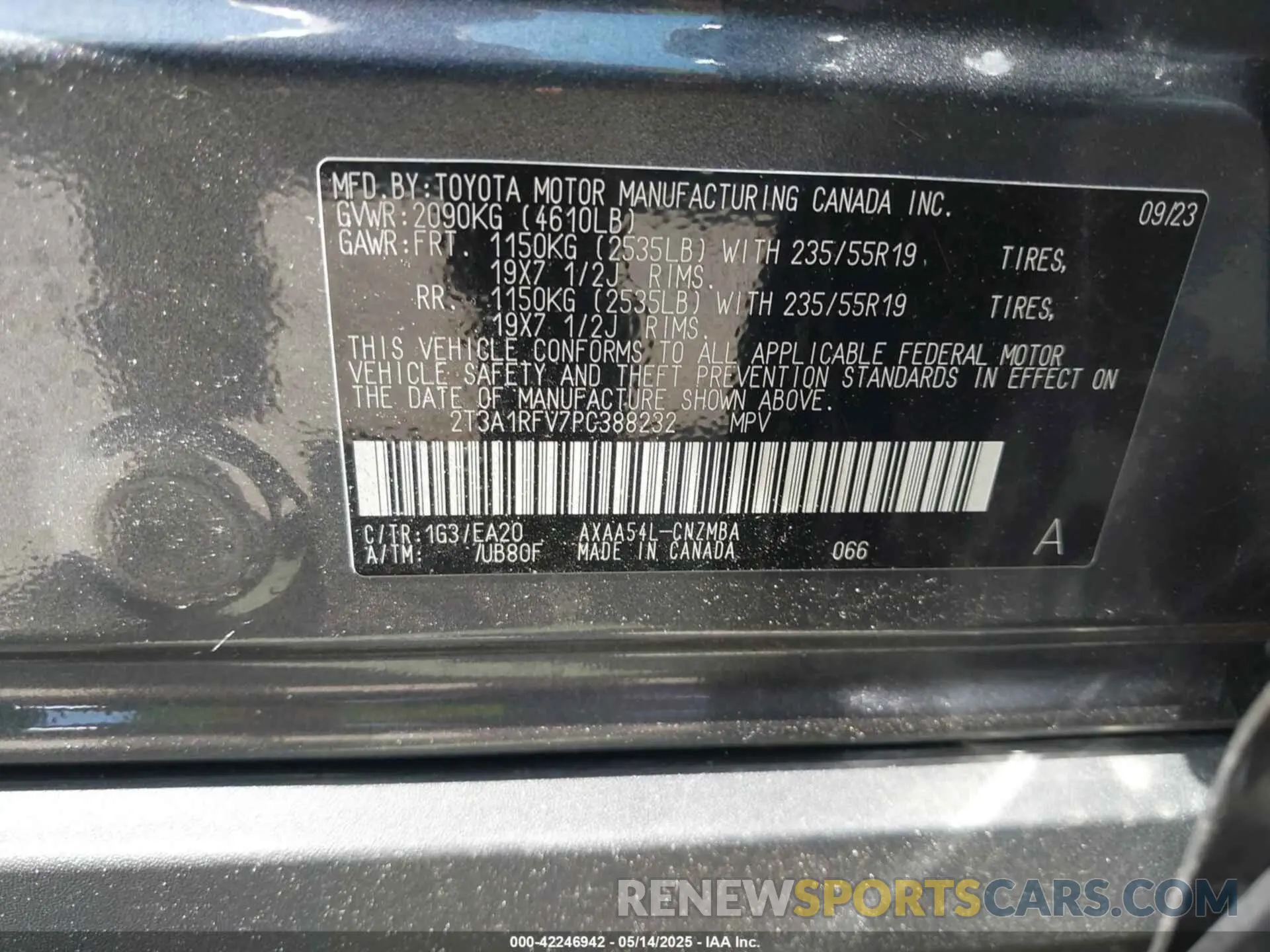 9 Photograph of a damaged car 2T3A1RFV7PC388232 TOYOTA RAV4 2023