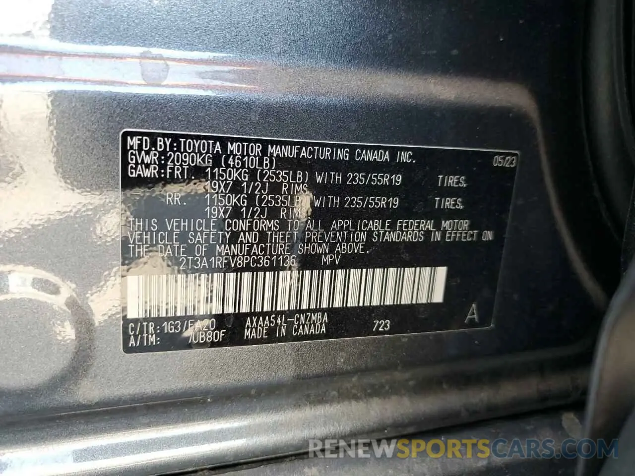 13 Photograph of a damaged car 2T3A1RFV8PC361136 TOYOTA RAV4 2023