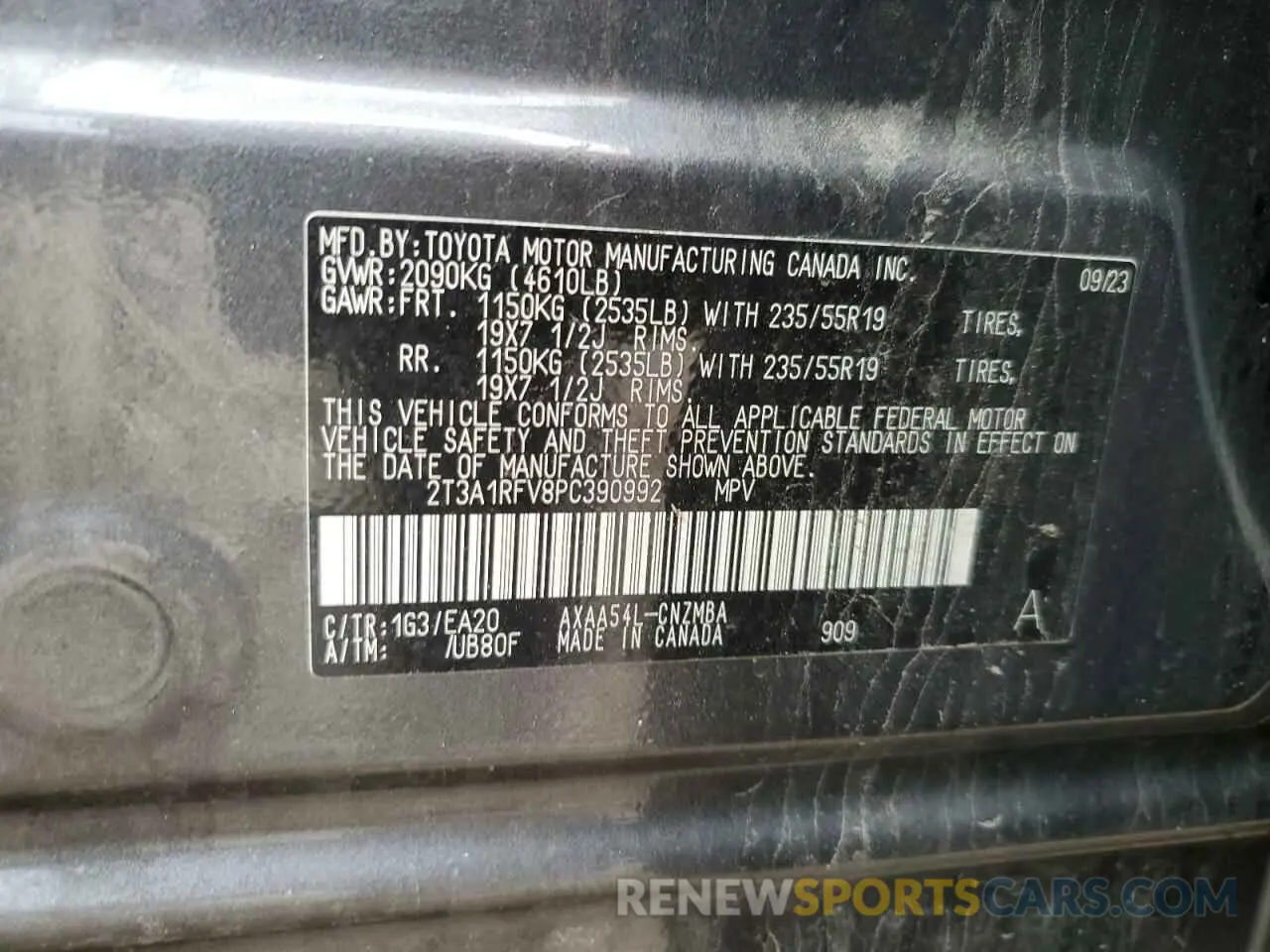 14 Photograph of a damaged car 2T3A1RFV8PC390992 TOYOTA RAV4 2023