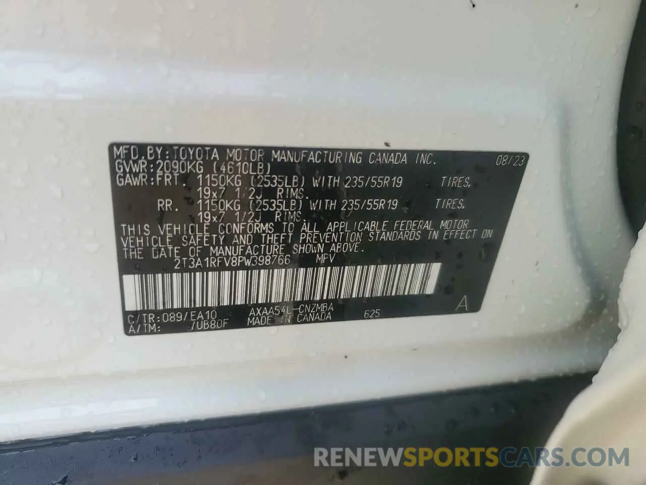 14 Photograph of a damaged car 2T3A1RFV8PW398766 TOYOTA RAV4 2023