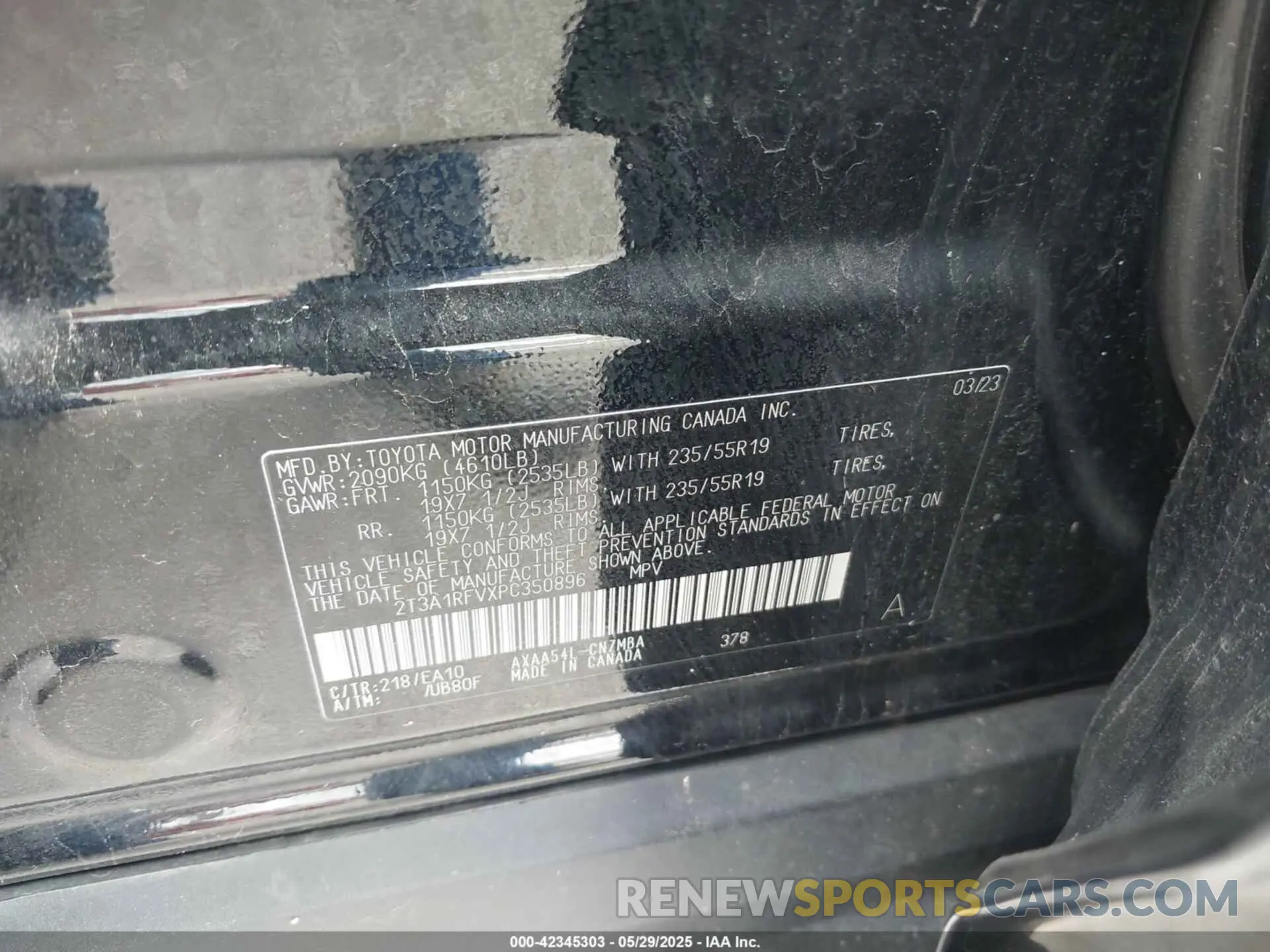 9 Photograph of a damaged car 2T3A1RFVXPC350896 TOYOTA RAV4 2023