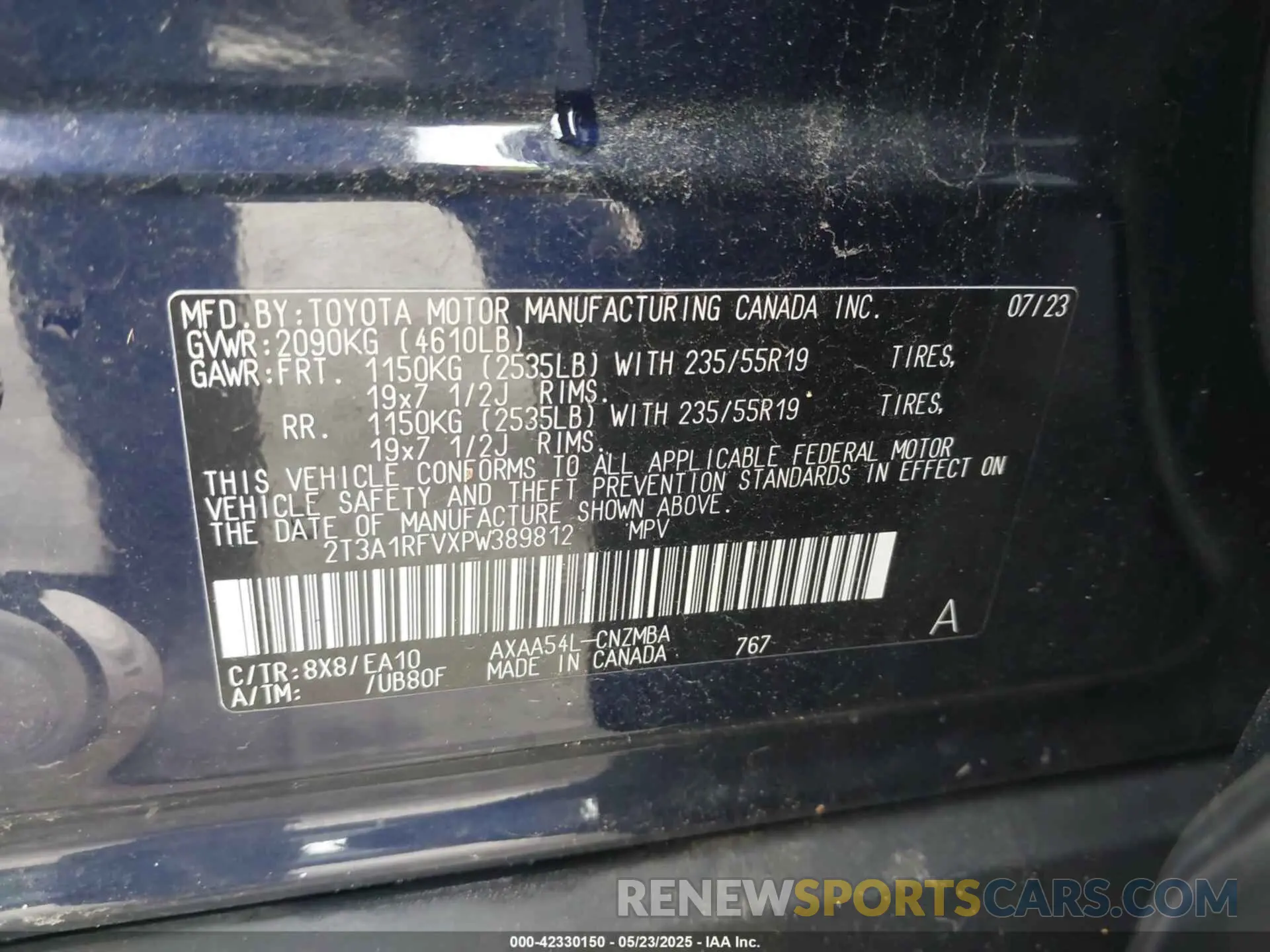 9 Photograph of a damaged car 2T3A1RFVXPW389812 TOYOTA RAV4 2023
