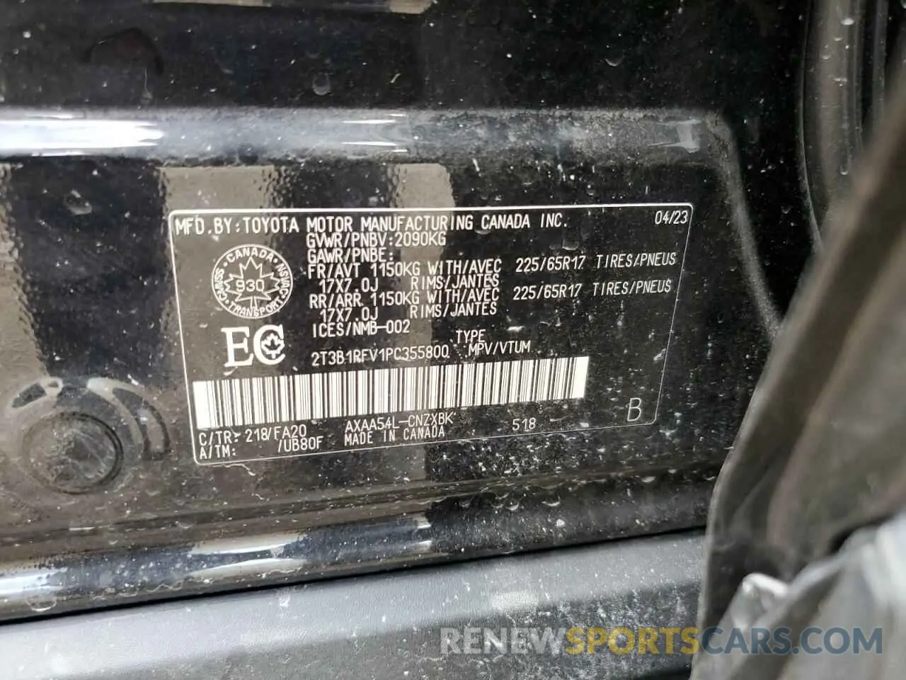 13 Photograph of a damaged car 2T3B1RFV1PC355800 TOYOTA RAV4 2023