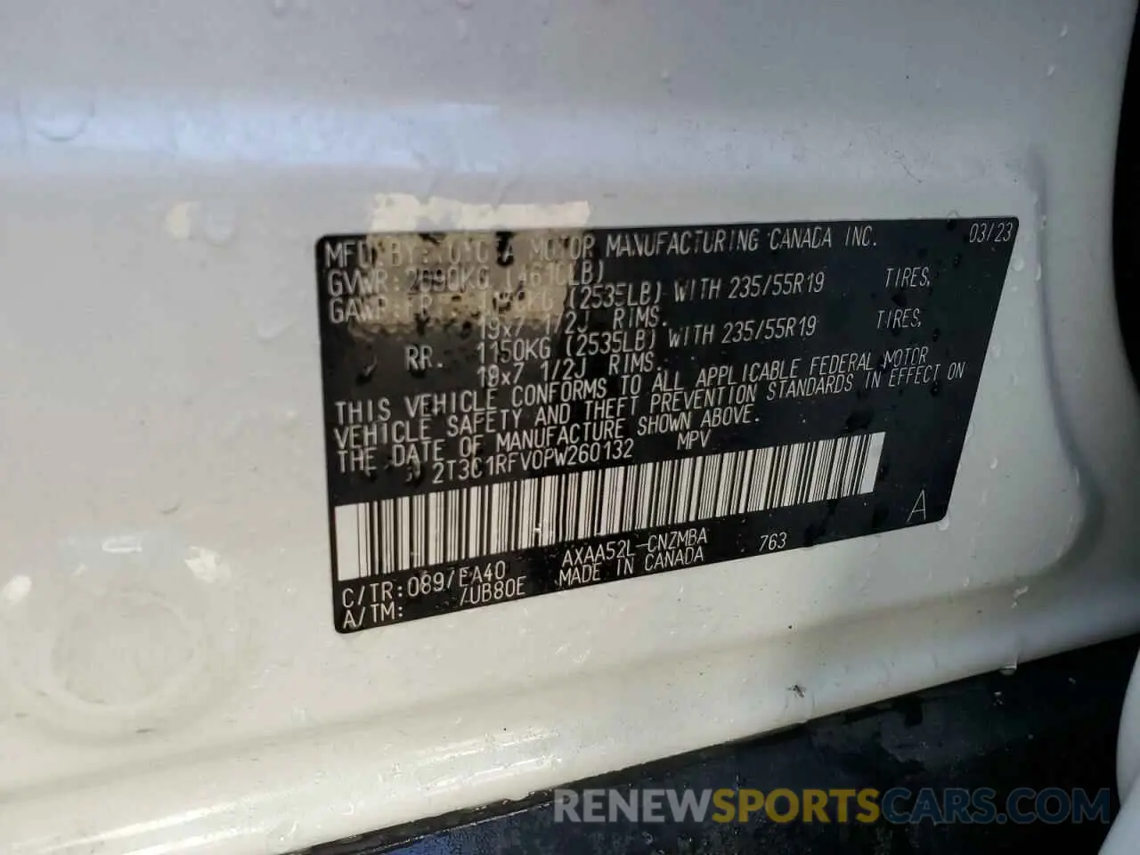 14 Photograph of a damaged car 2T3C1RFV0PW260132 TOYOTA RAV4 2023