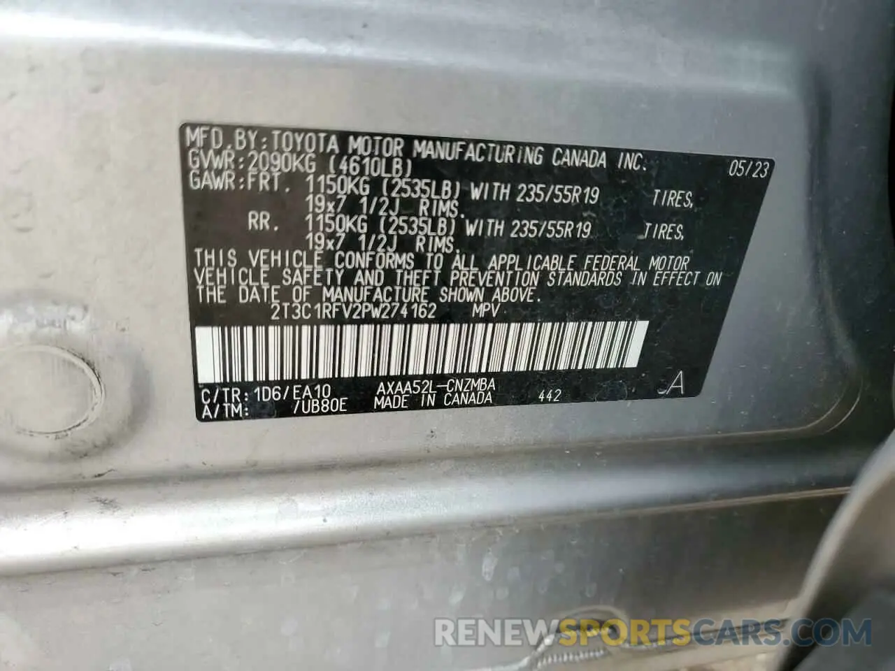 13 Photograph of a damaged car 2T3C1RFV2PW274162 TOYOTA RAV4 2023