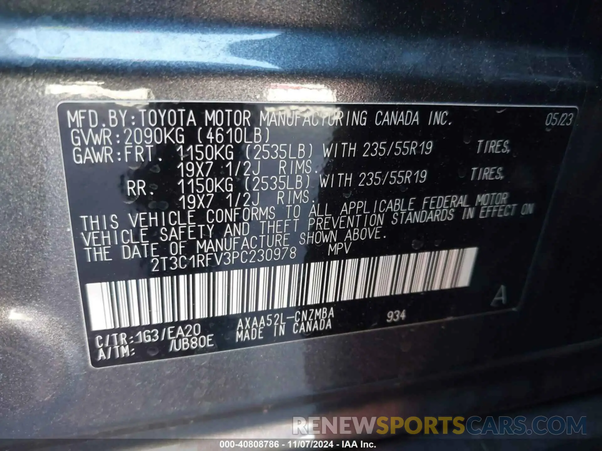 9 Photograph of a damaged car 2T3C1RFV3PC230978 TOYOTA RAV4 2023