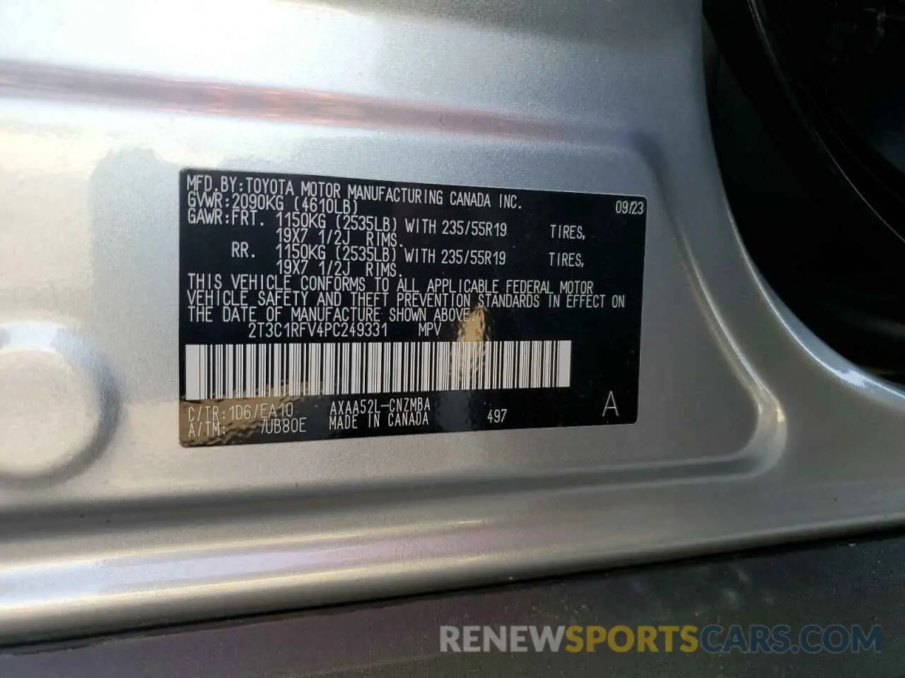 13 Photograph of a damaged car 2T3C1RFV4PC249331 TOYOTA RAV4 2023