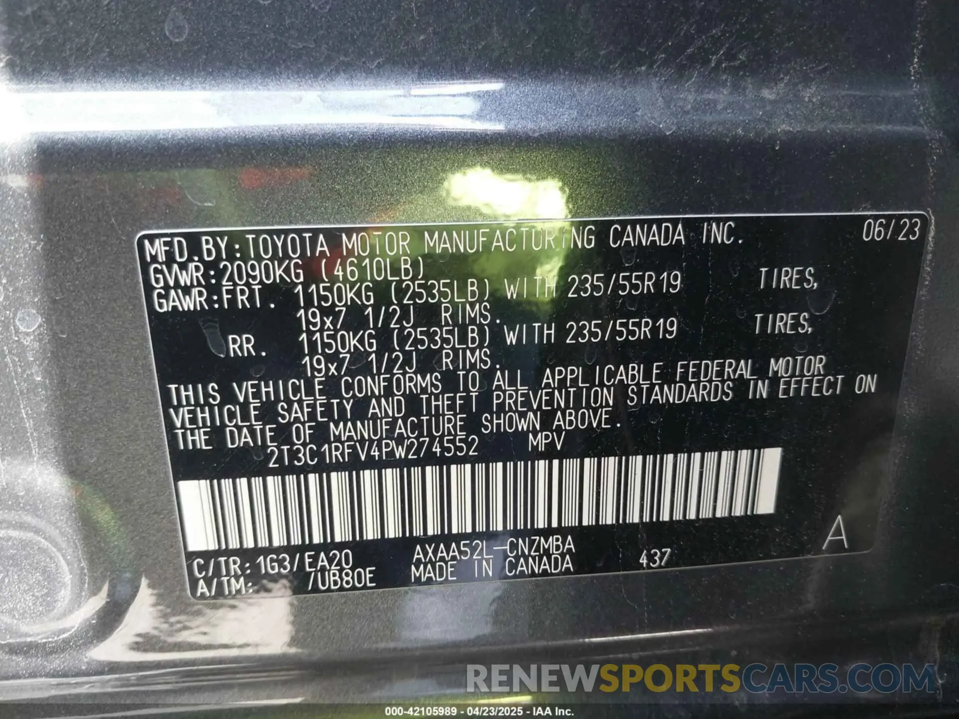 9 Photograph of a damaged car 2T3C1RFV4PW274552 TOYOTA RAV4 2023