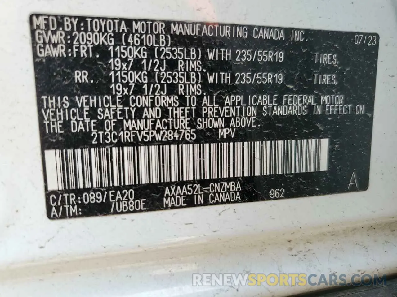 12 Photograph of a damaged car 2T3C1RFV5PW284765 TOYOTA RAV4 2023