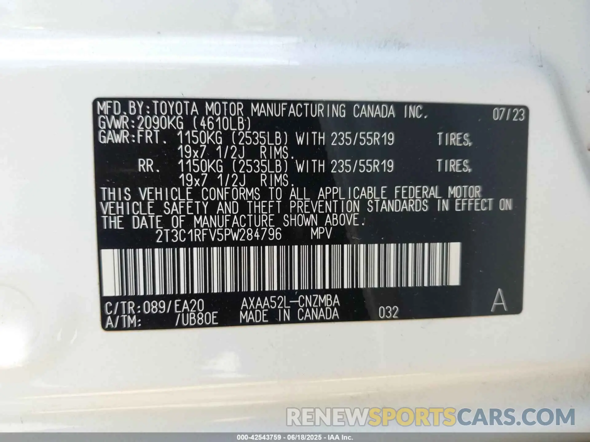 9 Photograph of a damaged car 2T3C1RFV5PW284796 TOYOTA RAV4 2023