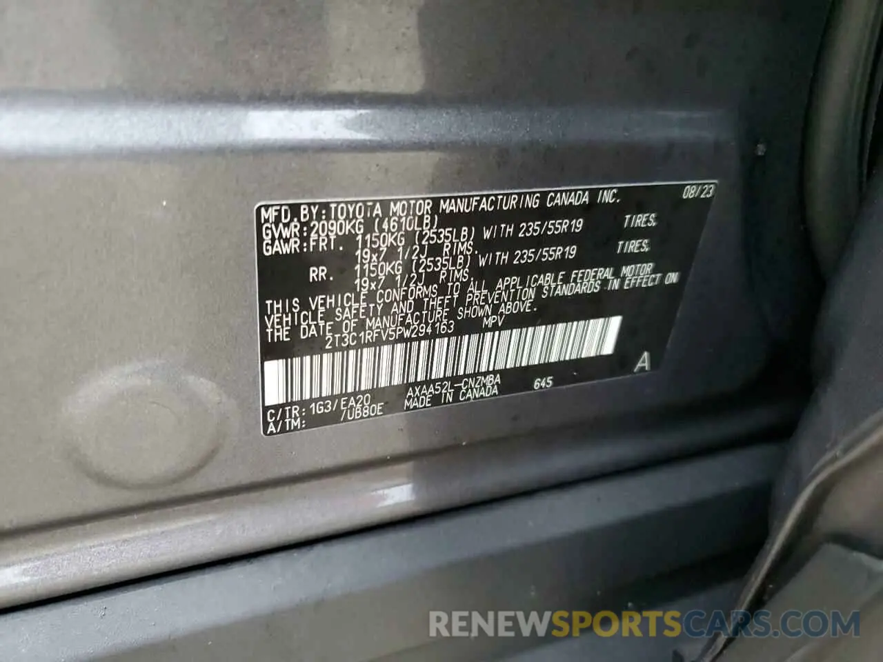 13 Photograph of a damaged car 2T3C1RFV5PW294163 TOYOTA RAV4 2023