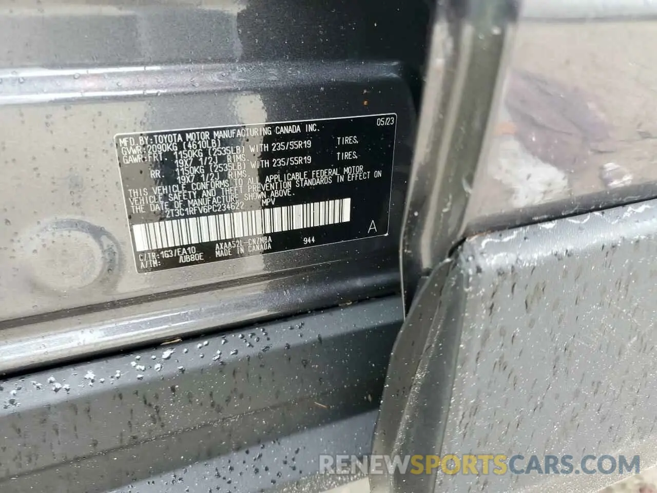 14 Photograph of a damaged car 2T3C1RFV6PC234622 TOYOTA RAV4 2023