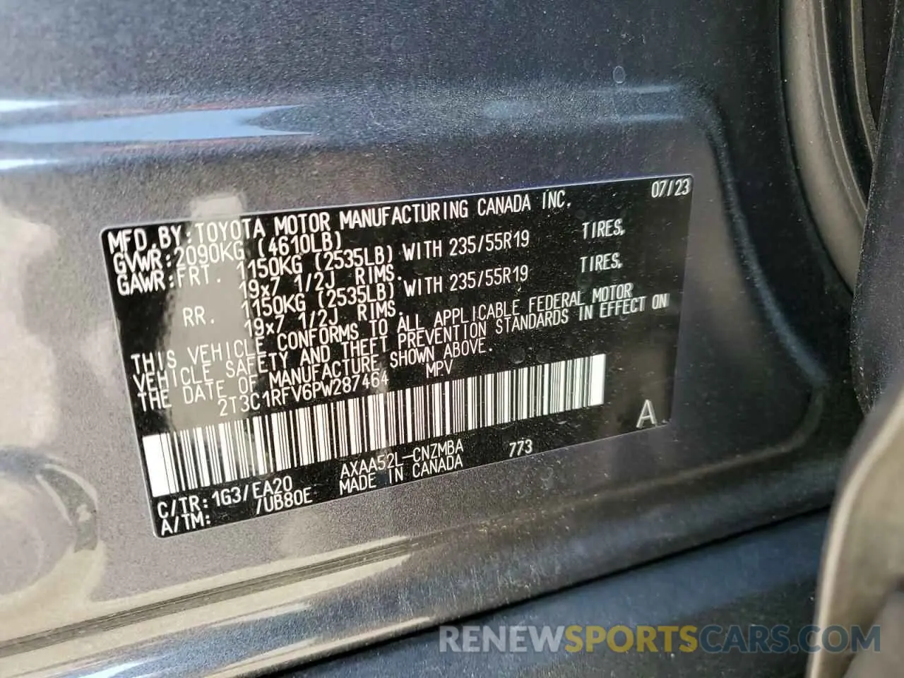 13 Photograph of a damaged car 2T3C1RFV6PW287464 TOYOTA RAV4 2023