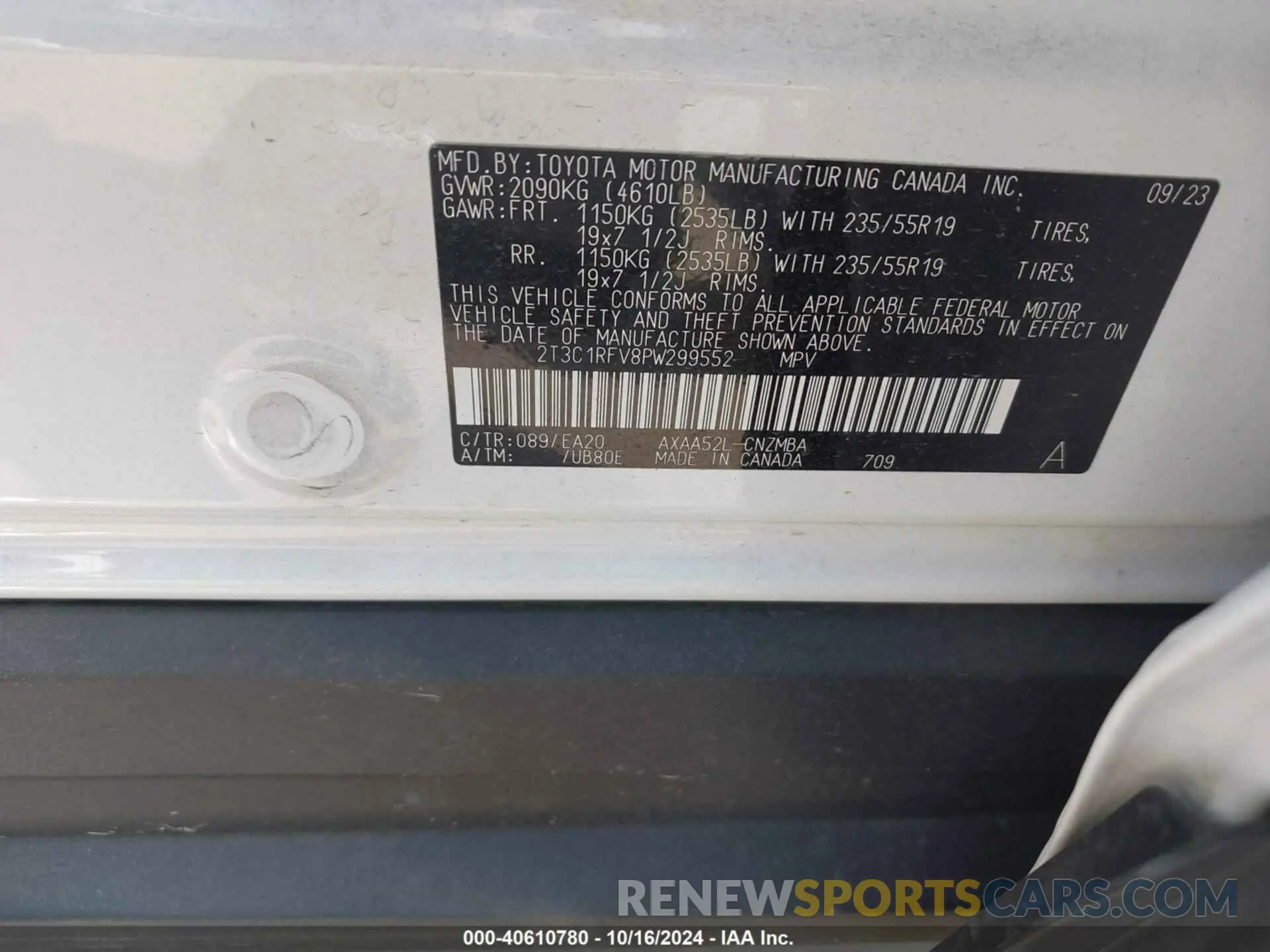 9 Photograph of a damaged car 2T3C1RFV8PW299552 TOYOTA RAV4 2023