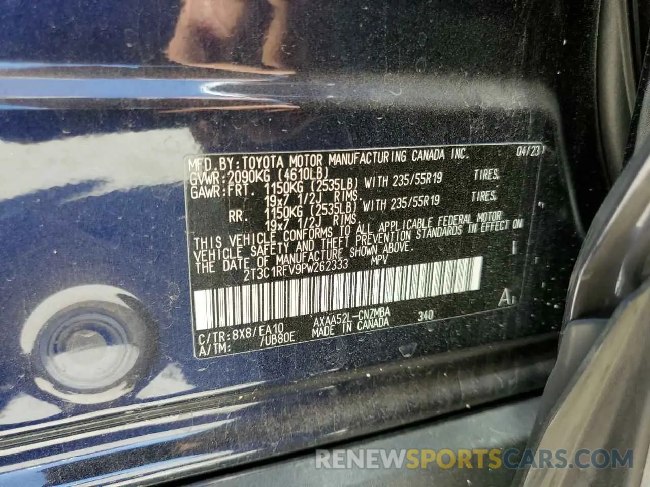 13 Photograph of a damaged car 2T3C1RFV9PW262333 TOYOTA RAV4 2023