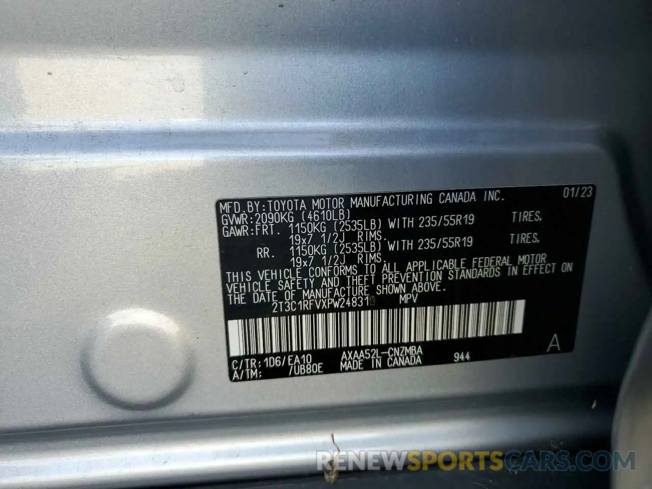 13 Photograph of a damaged car 2T3C1RFVXPW248313 TOYOTA RAV4 2023