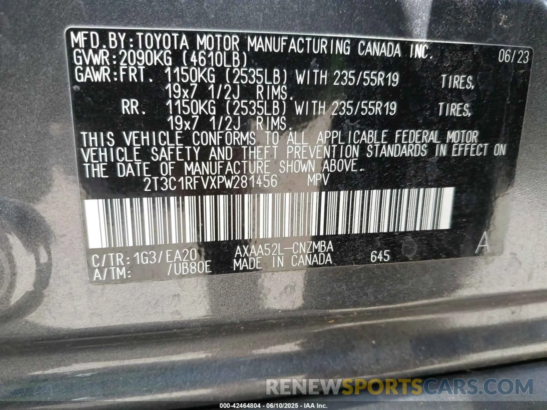 9 Photograph of a damaged car 2T3C1RFVXPW281456 TOYOTA RAV4 2023